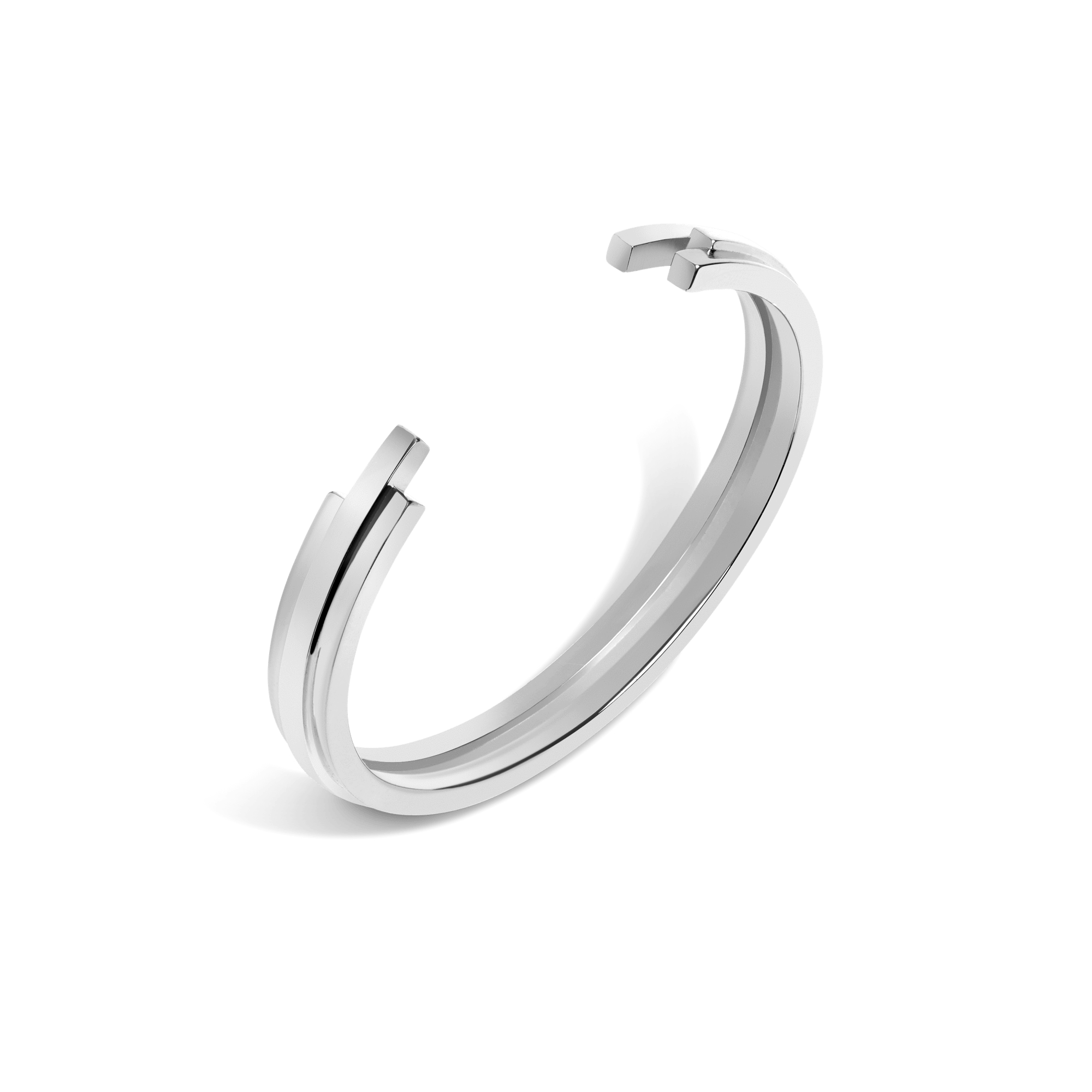 Tribar Cuff Sterling Silver White Gold Vermeil 14k White Gold 18k White Gold Half Side   Front First