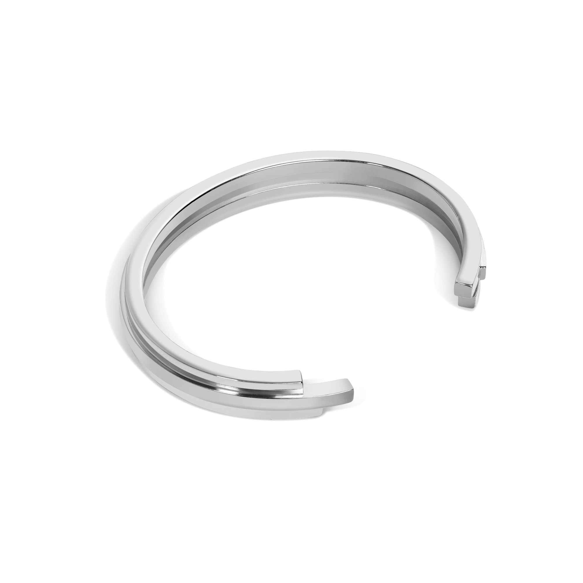 Tribar Cuff Sterling Silver White Gold Vermeil 14k White Gold 18k White Gold Laid down