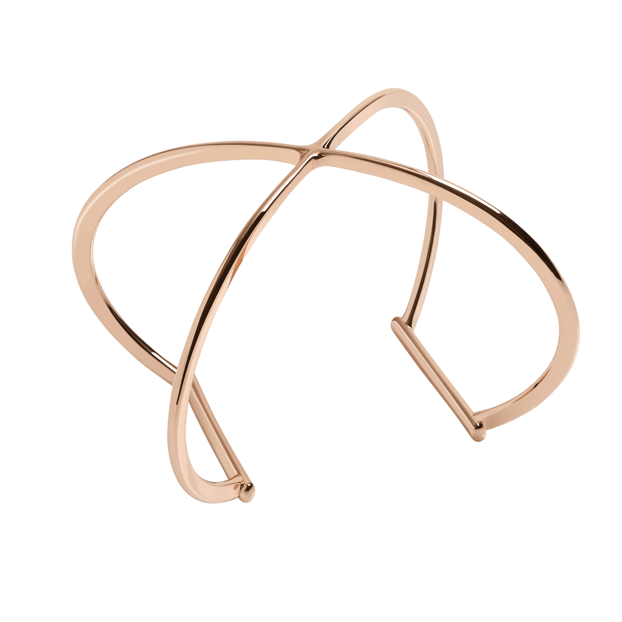 X Cuff Rose Gold Vermeil 14k Rose Gold 18k Rose Gold Half Side   Front