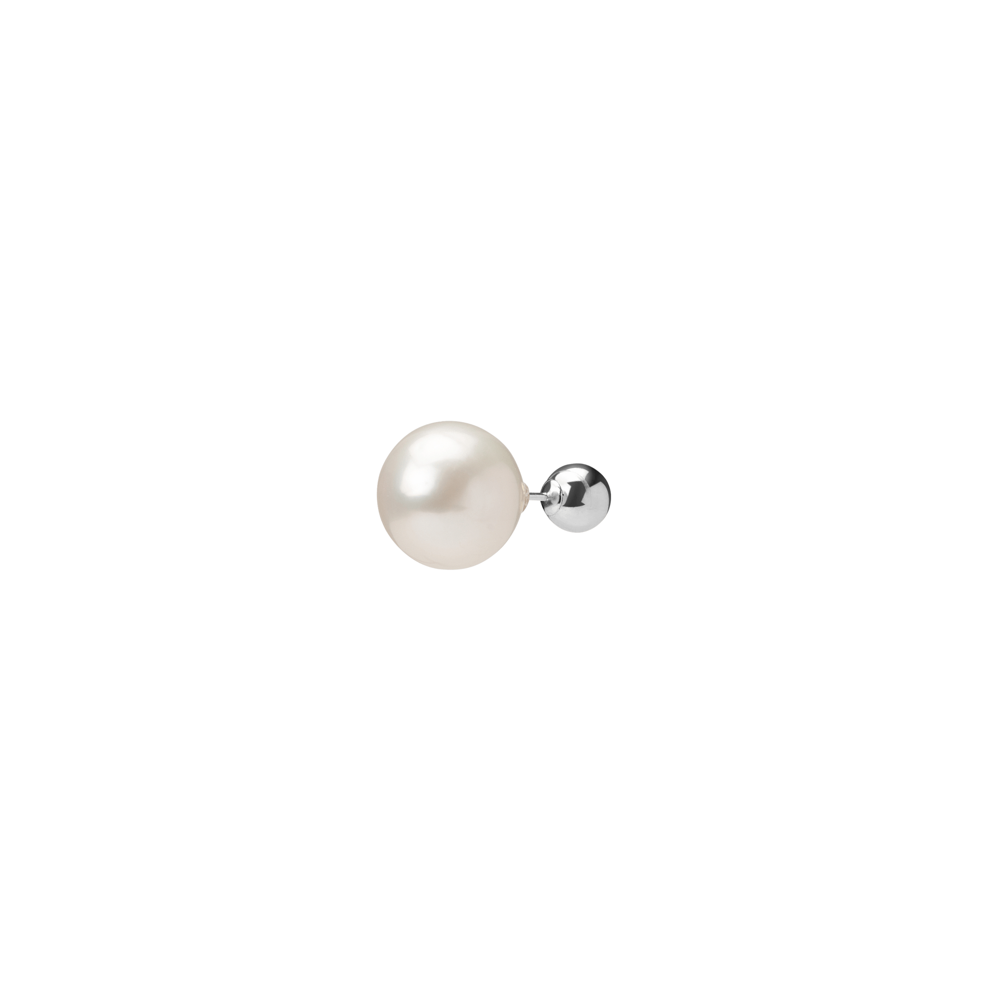 Asymmetric Pearl Earring 14k White Gold 18k White Gold   Front First Pair | Single |