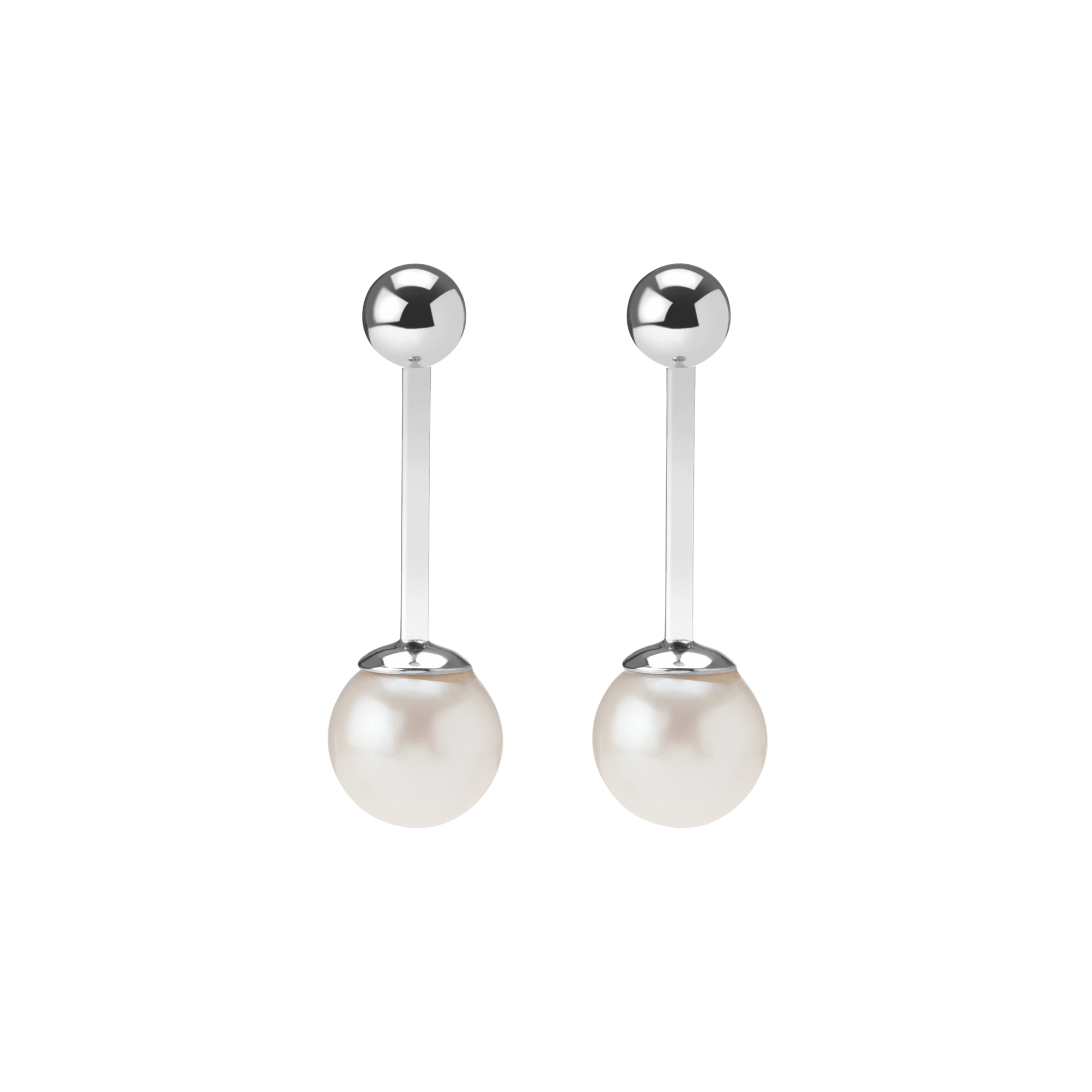 Asymmetric Pearl Ear Jacket Sterling Silver White Gold Vermeil 14k White Gold 18k White Gold    Front First Pair | Single |