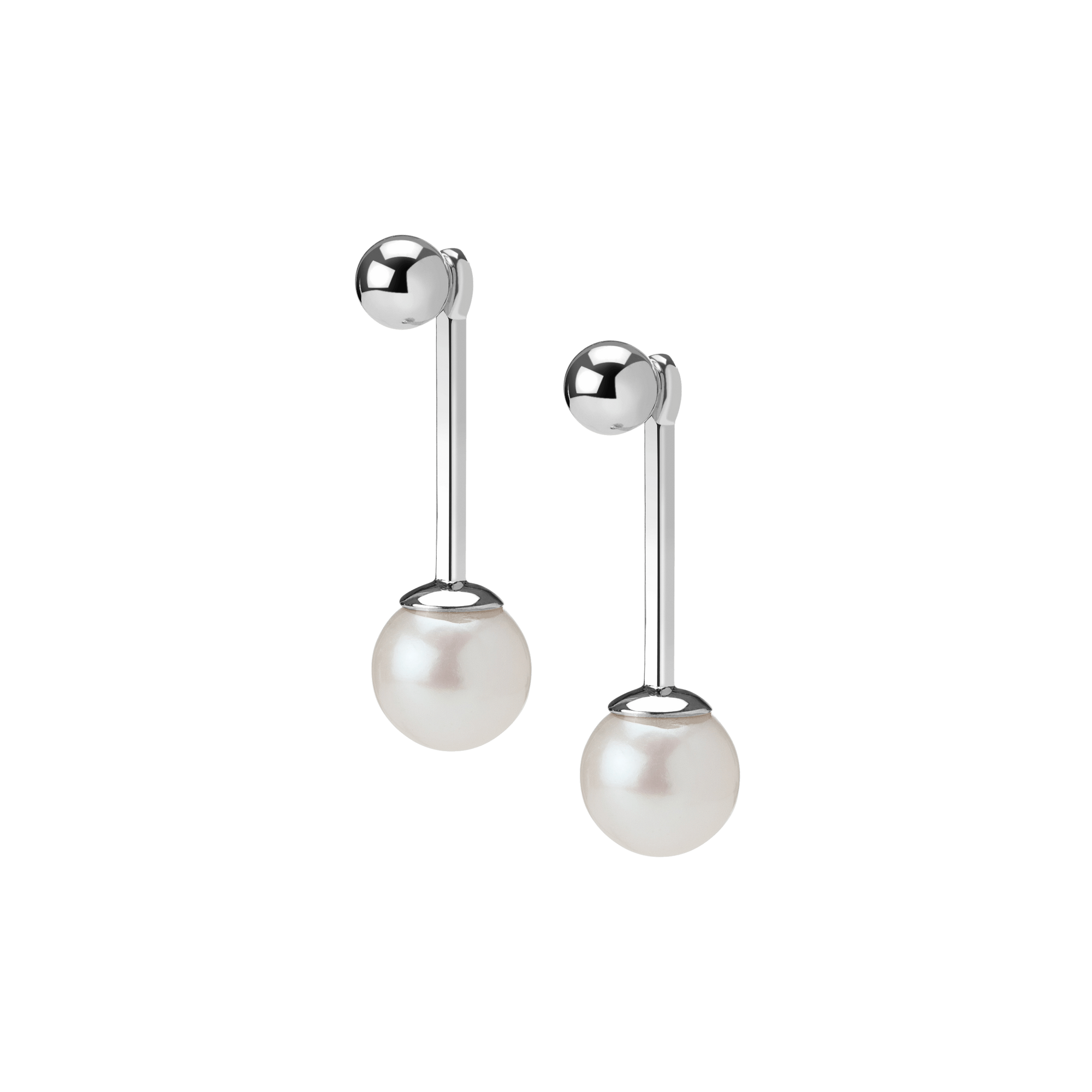 Asymmetric Pearl Ear Jacket Sterling Silver White Gold Vermeil 14k White Gold 18k White Gold Half Side   Pair | Single |