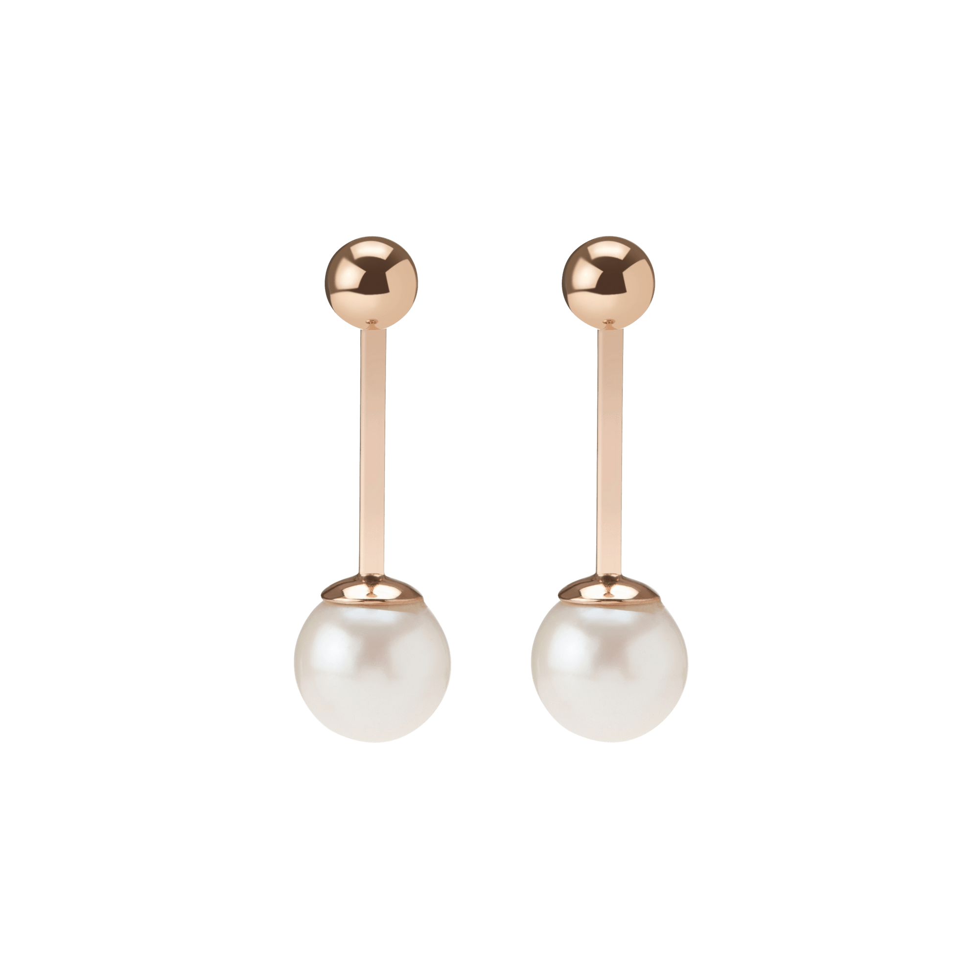 Asymmetric Pearl Ear Jacket Rose Gold Vermeil 14k Rose Gold 18k Rose Gold    Front First Pair | Single |