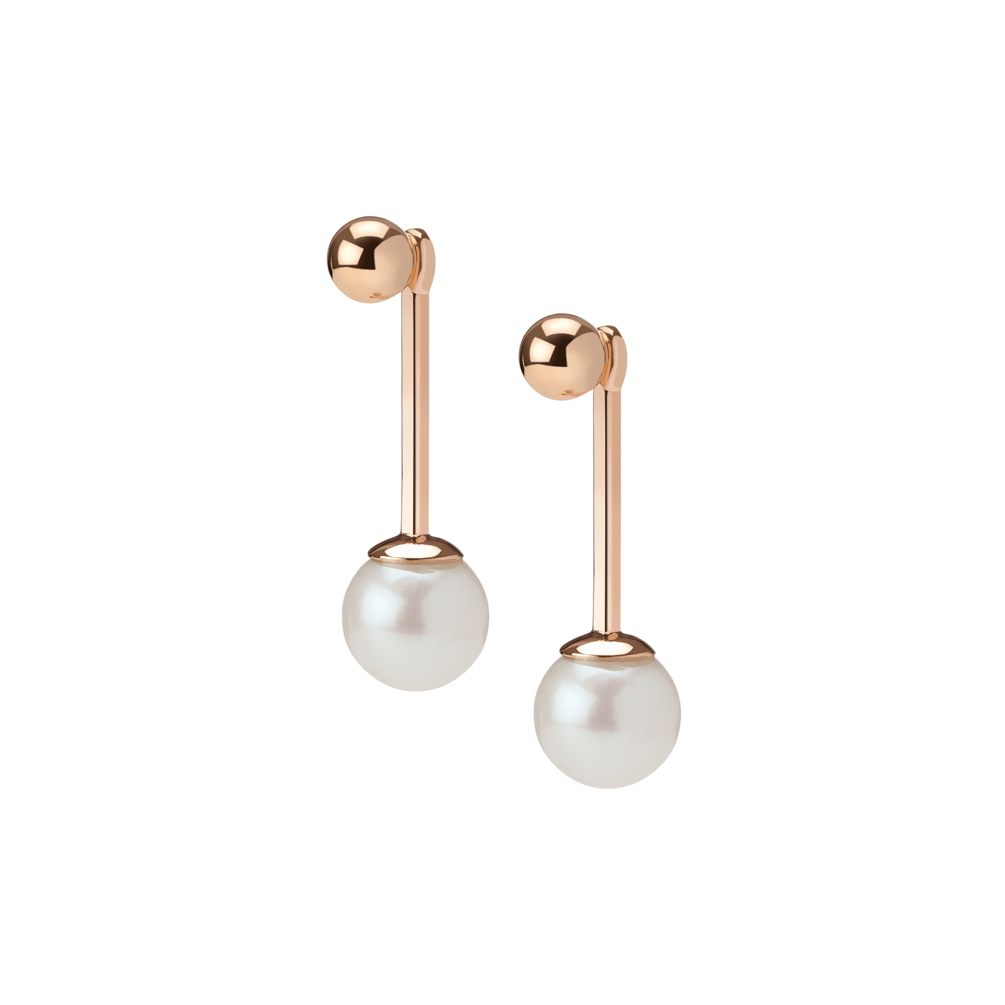 Asymmetric Pearl Ear Jacket Rose Gold Vermeil 14k Rose Gold 18k Rose Gold Half Side   Pair | Single |