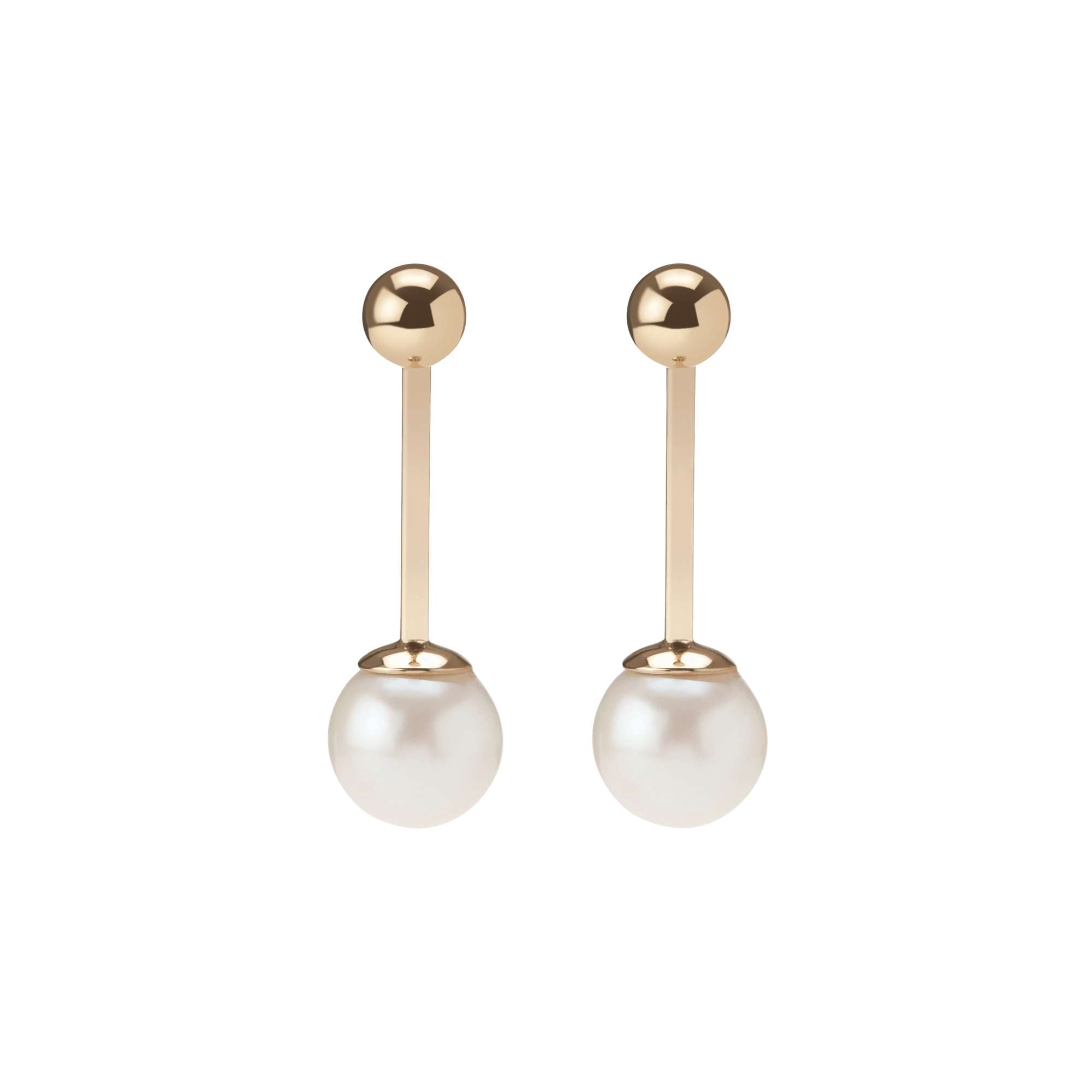 Asymmetric Pearl Ear Jacket Yellow Gold Vermeil 14k Yellow Gold 18k Yellow Gold    Front First Pair | Single |