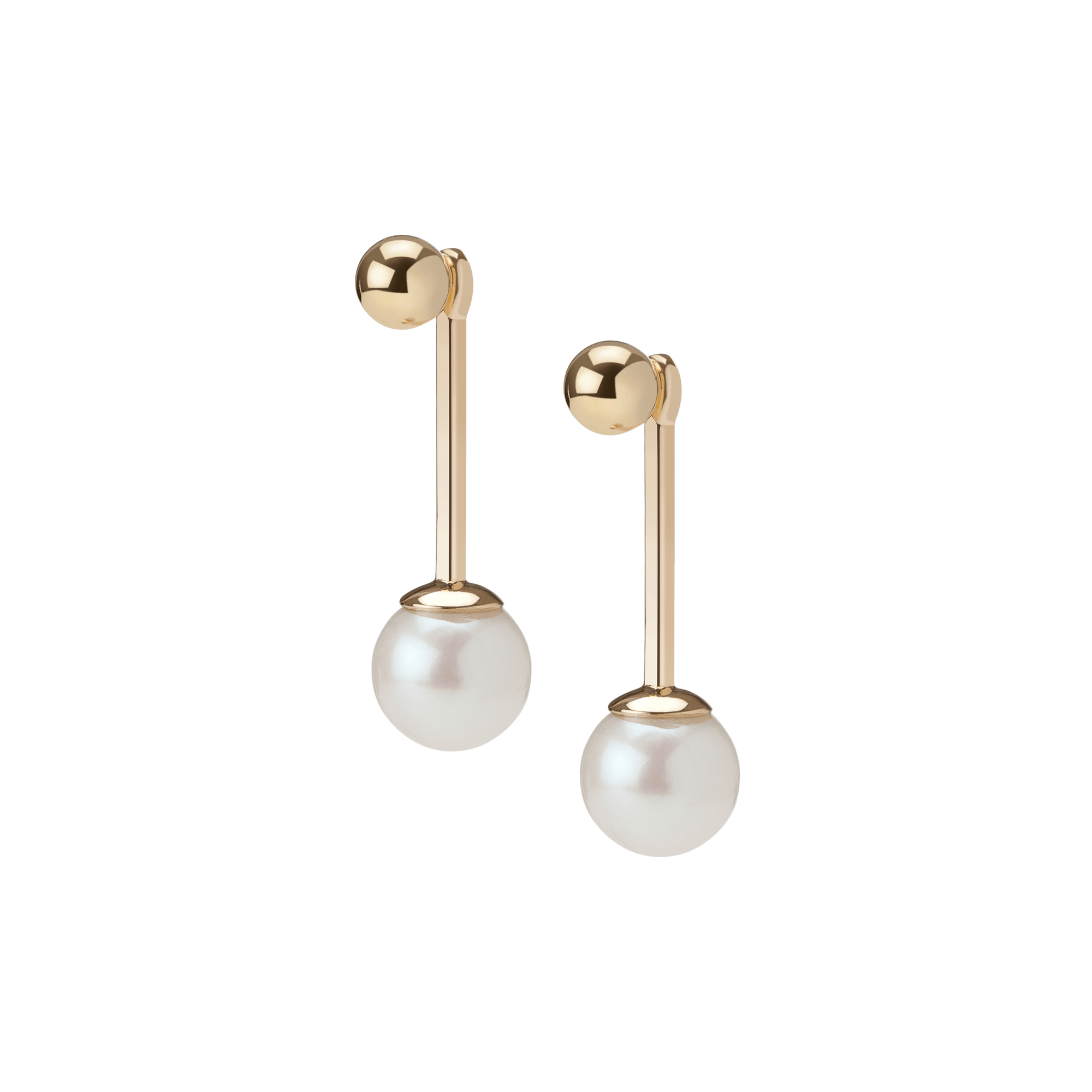 Asymmetric Pearl Ear Jacket Yellow Gold Vermeil 14k Yellow Gold 18k Yellow Gold Half Side   Pair | Single |