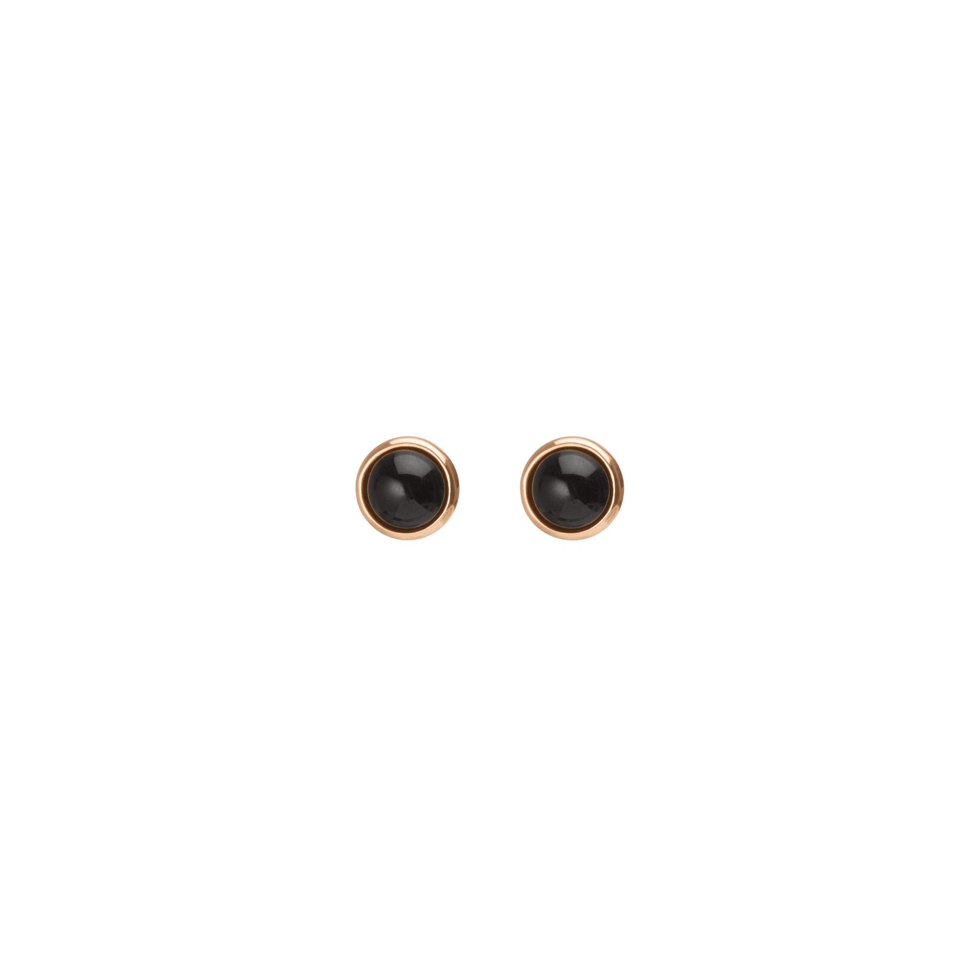 Black Stone Circle Earring Rose Gold Vermeil 14k Rose Gold 18k Rose Gold     Front First Pair | Single |
