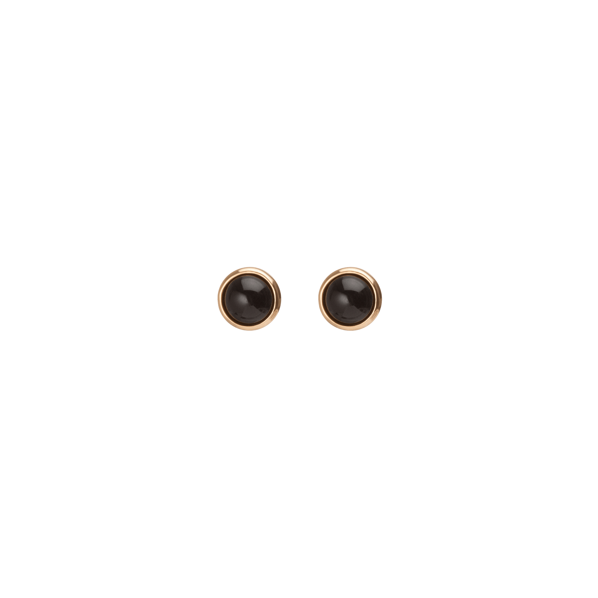 Black Stone Circle Earring Yellow Gold Vermeil 14k Yellow Gold 18k Yellow Gold     Front First Pair | Single |