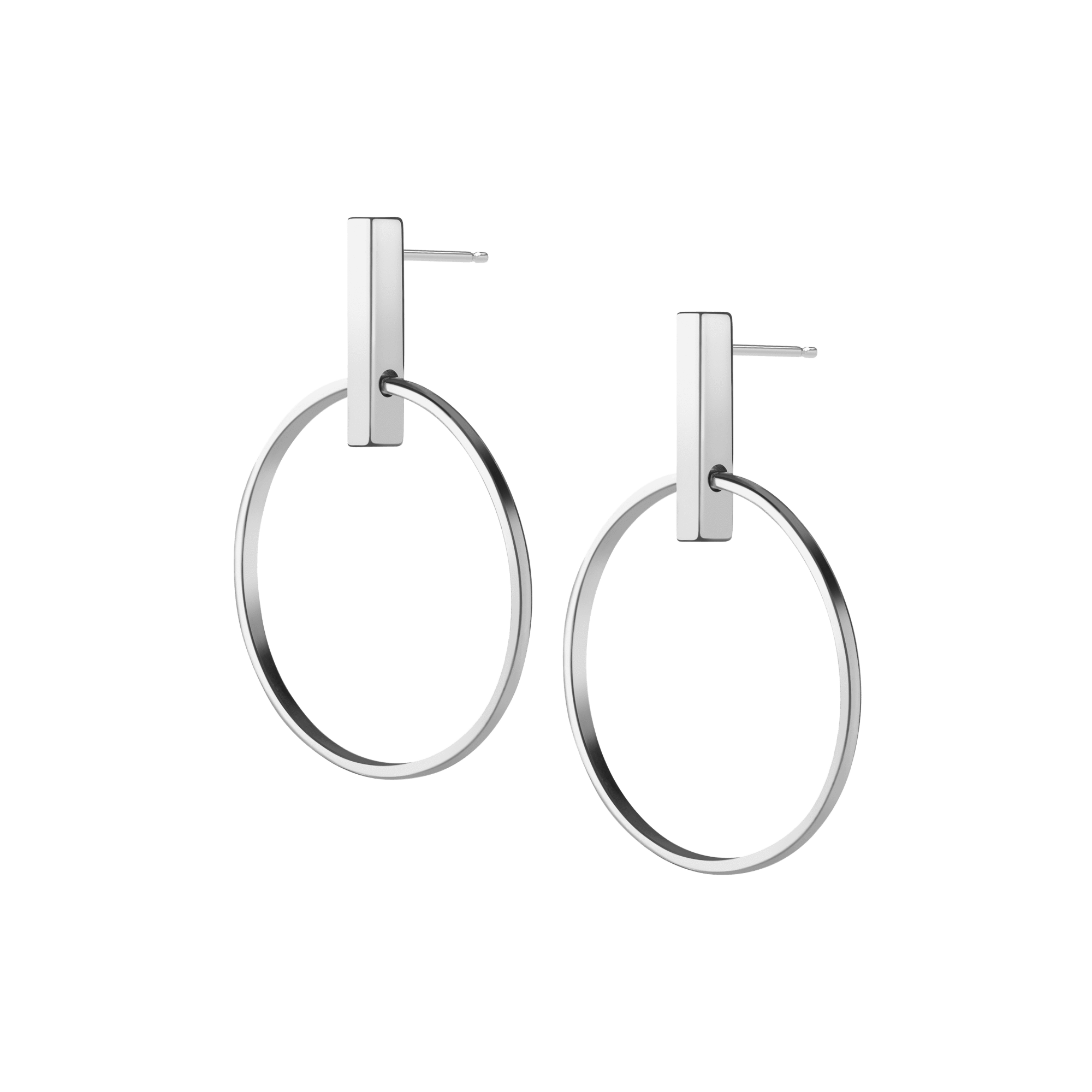 Circle Earrings Sterling Silver Silver Sterling Silver White Gold Vermeil 14k White Gold 18k White Gold Half Side  Pair | Single |