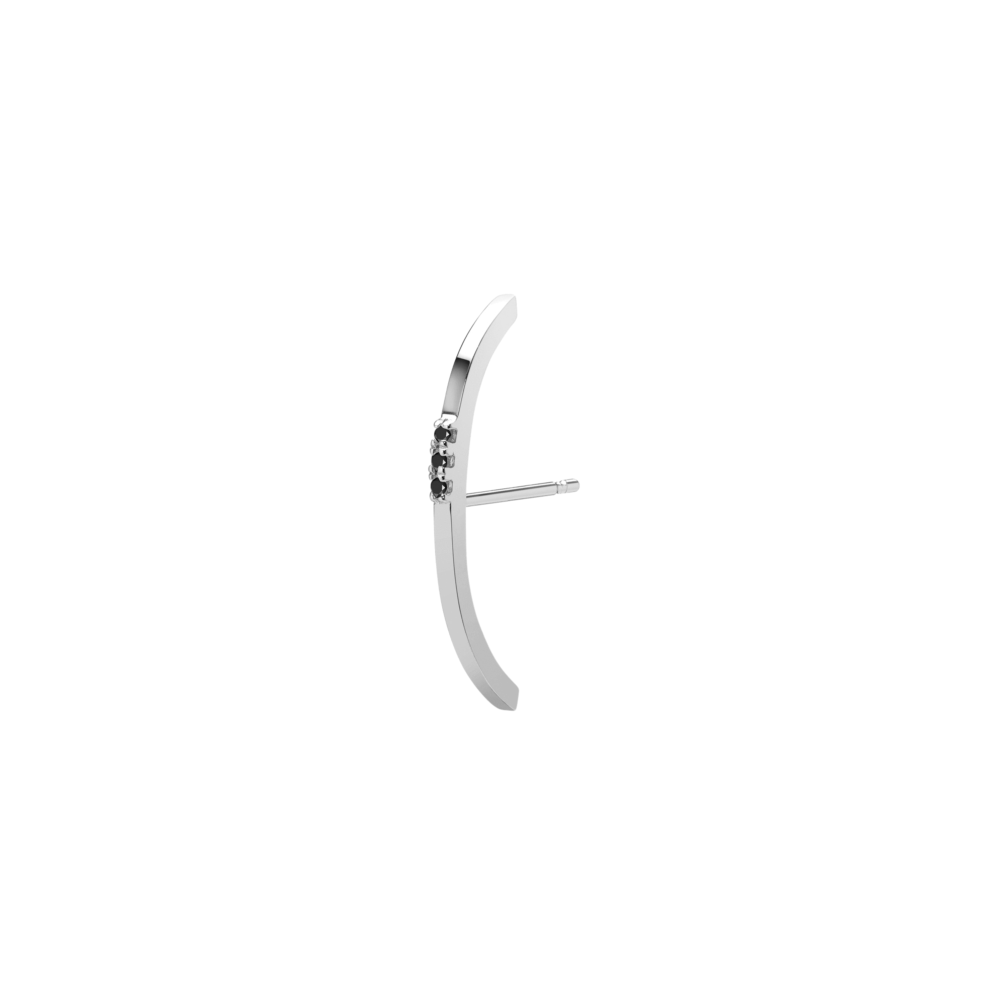 Cuff Earring with Diamonds Sterling Silver White Gold Vermeil 14k White Gold 18k White Gold Black Diamonds Half Side Pair | Single | First