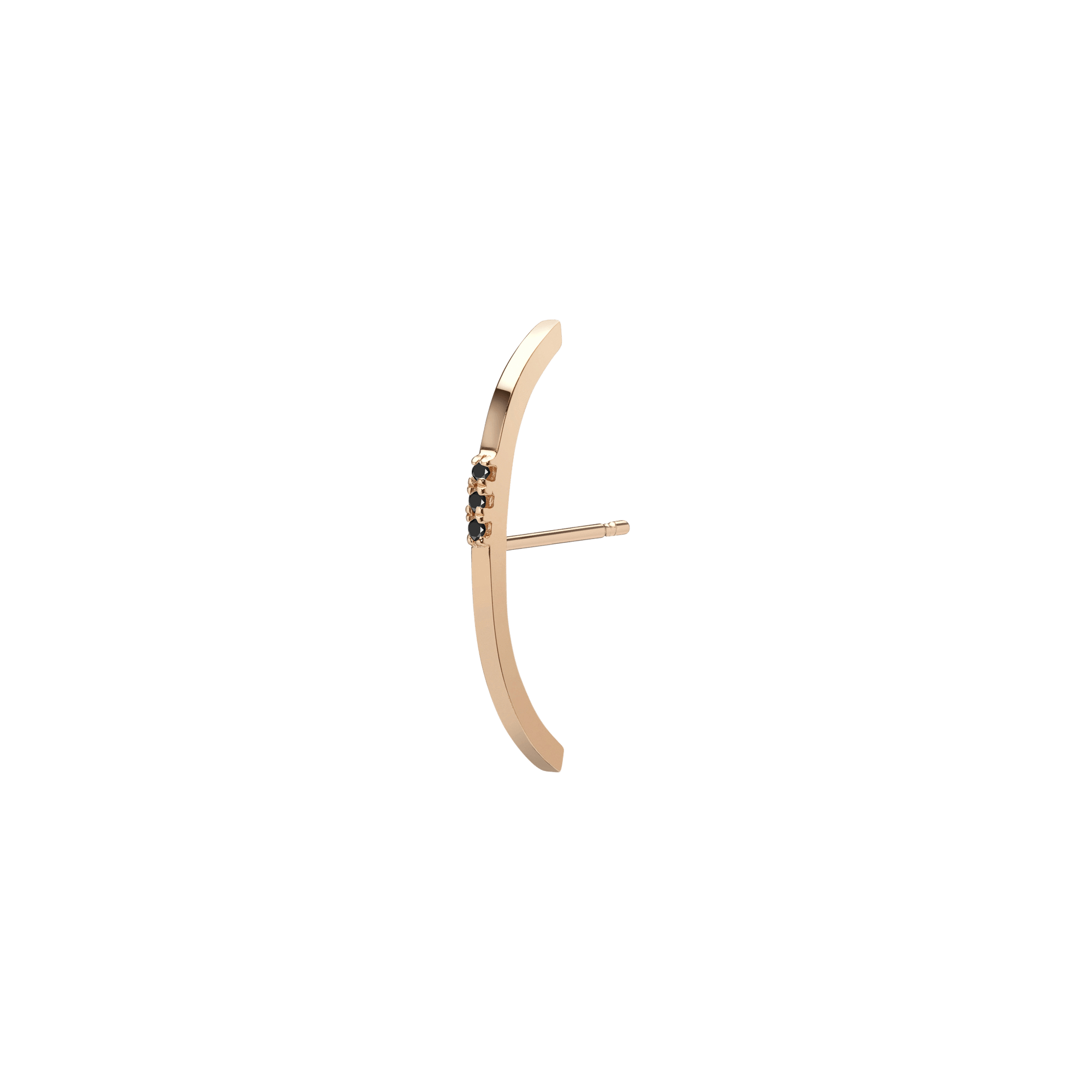 Cuff Earring with Diamonds Yellow Gold Vermeil 14k Yellow Gold 18k Yellow Gold Black Diamonds Half Side   Pair | Single | First