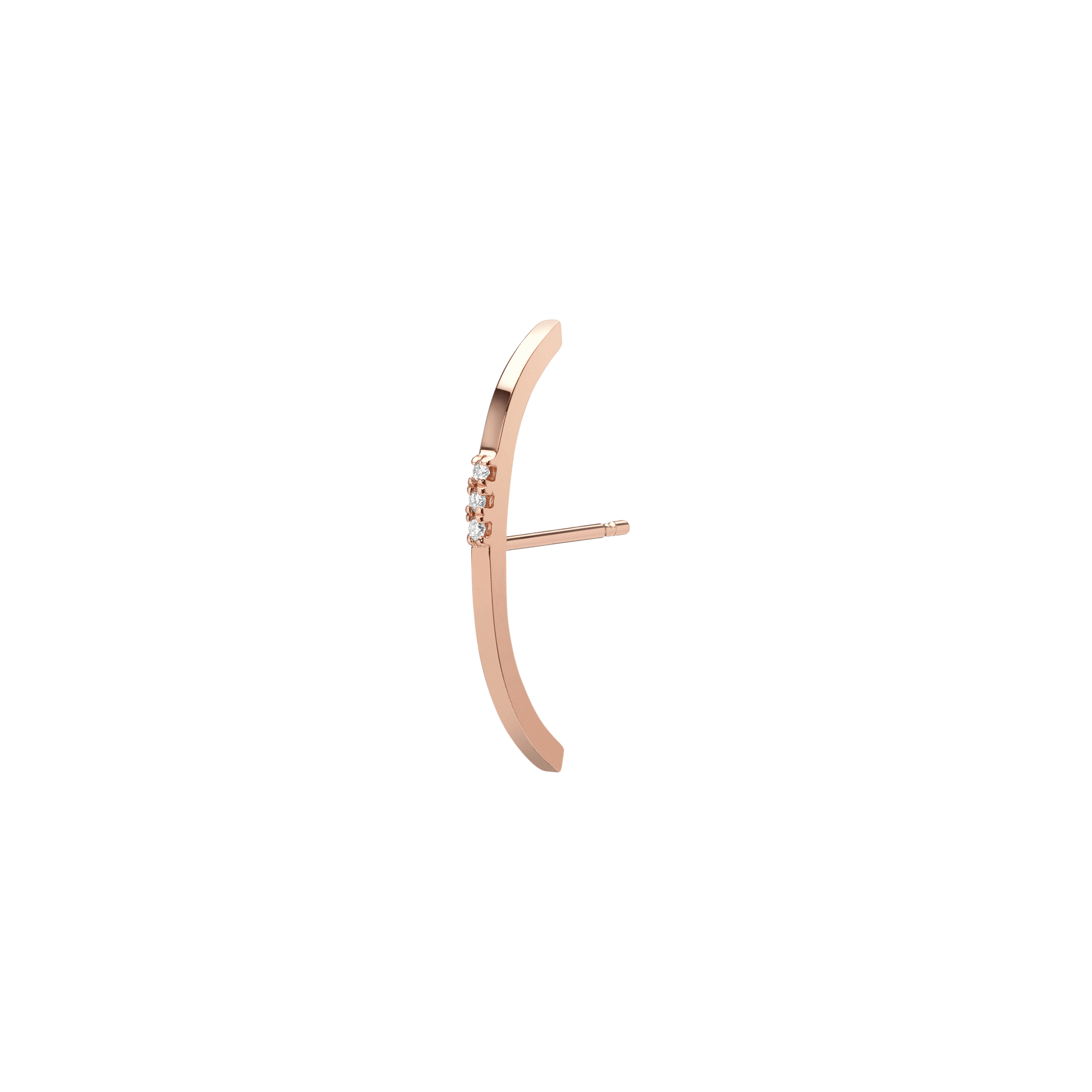 Cuff Earring with Diamonds Rose Gold Vermeil 14k Rose Gold 18k Rose Gold White Diamonds Half Side  Front First Pair | Single |
