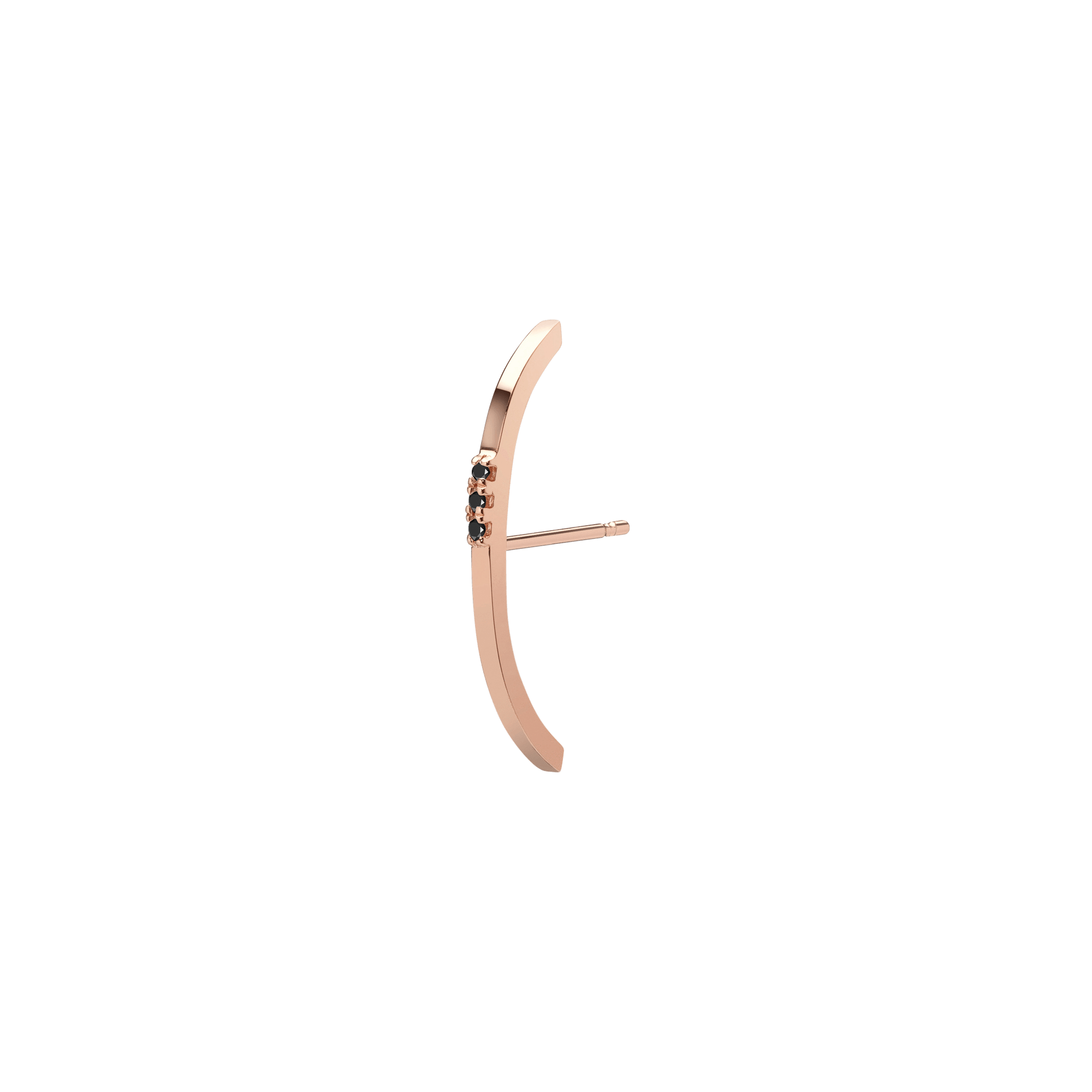 Cuff Earring with Diamonds Rose Gold Vermeil 14k Rose Gold 18k Rose Gold Black Diamonds Half Side Pair | Single | First