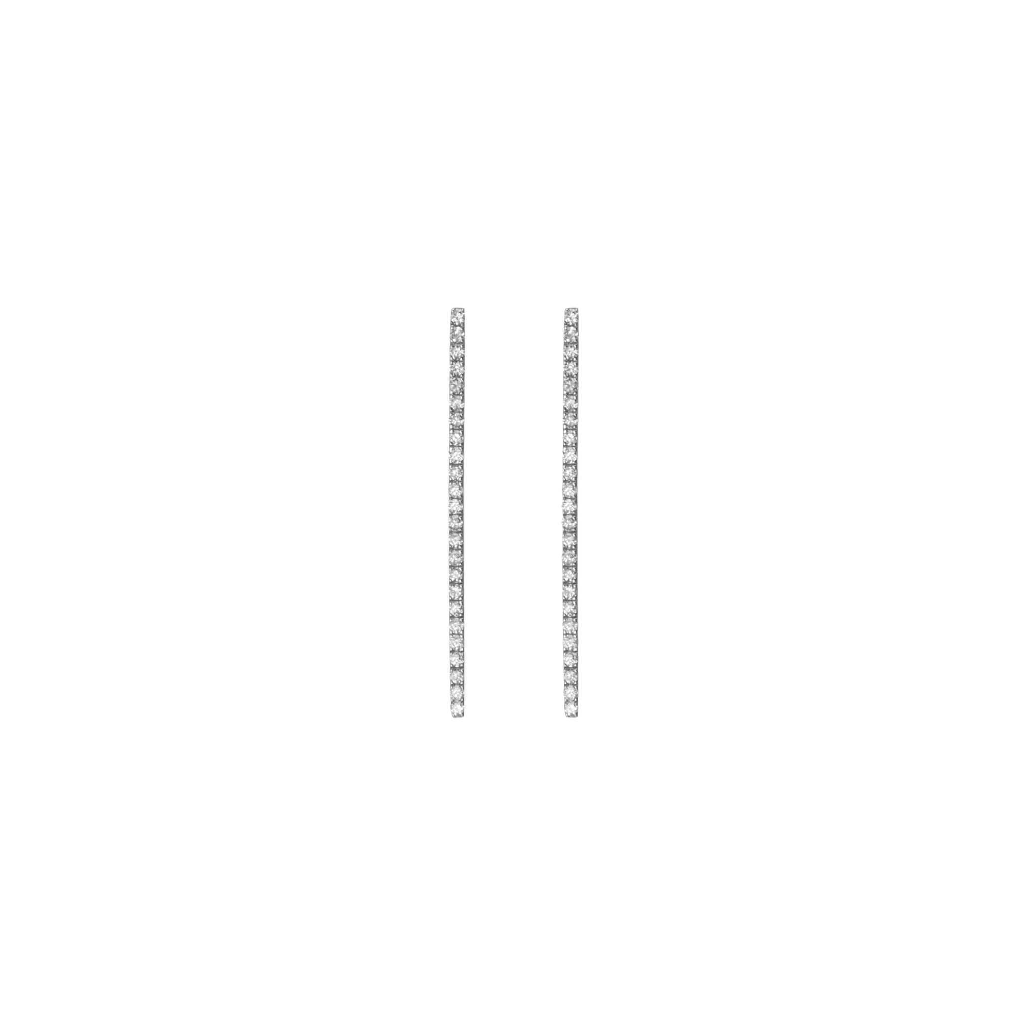 Diamond Bar Earring  Sterling Silver White Gold Vermeil 14k White Gold 18k White Gold White Diamonds    Front First Pair | Single |