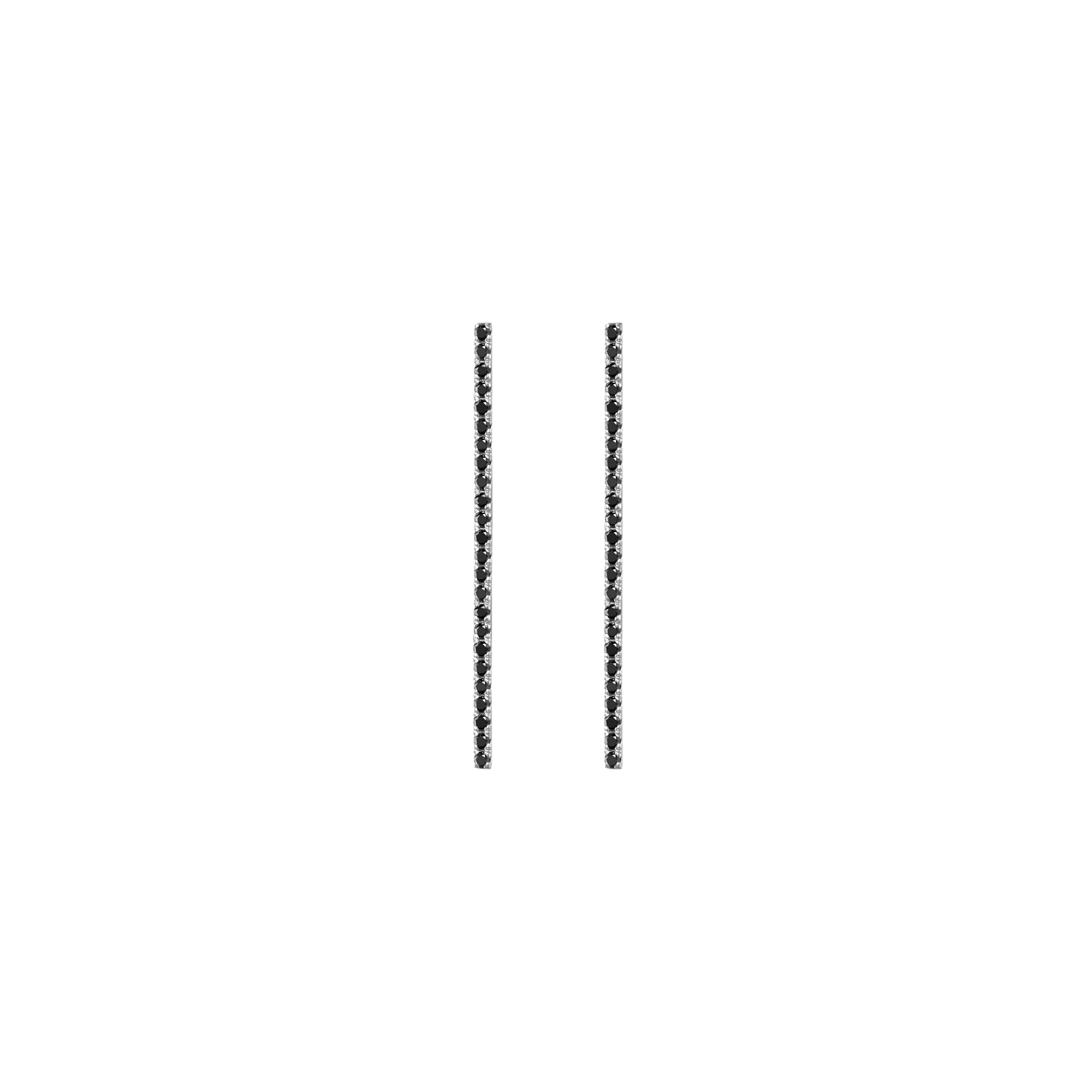 Diamond Bar Earring  Sterling Silver White Gold Vermeil 14k White Gold 18k White Gold Black Diamonds     Front First Pair | Single |