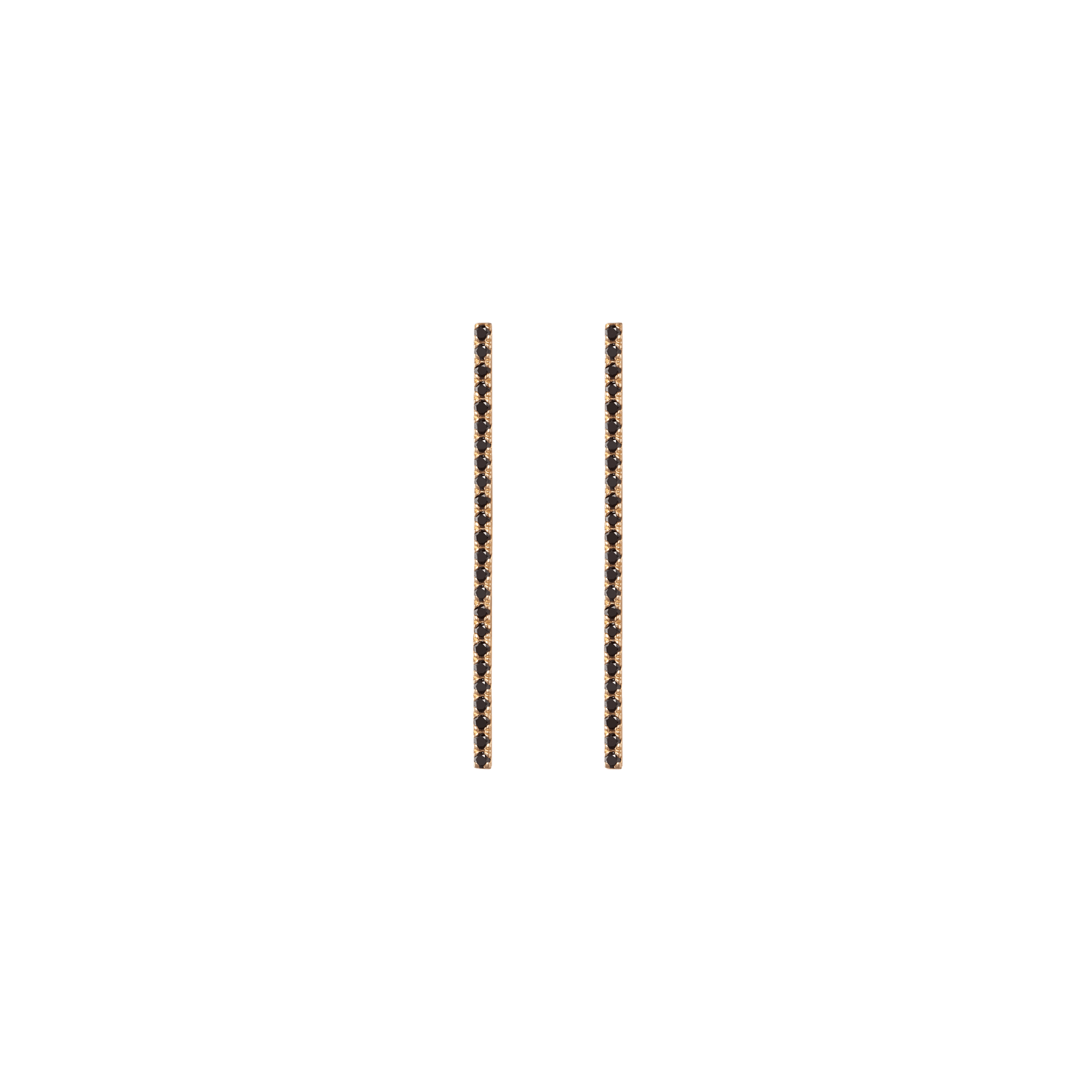 Diamond Bar Earring  Yellow Gold Vermeil 14k Yellow Gold 18k Yellow Gold Black Diamonds     Front First Pair | Single |