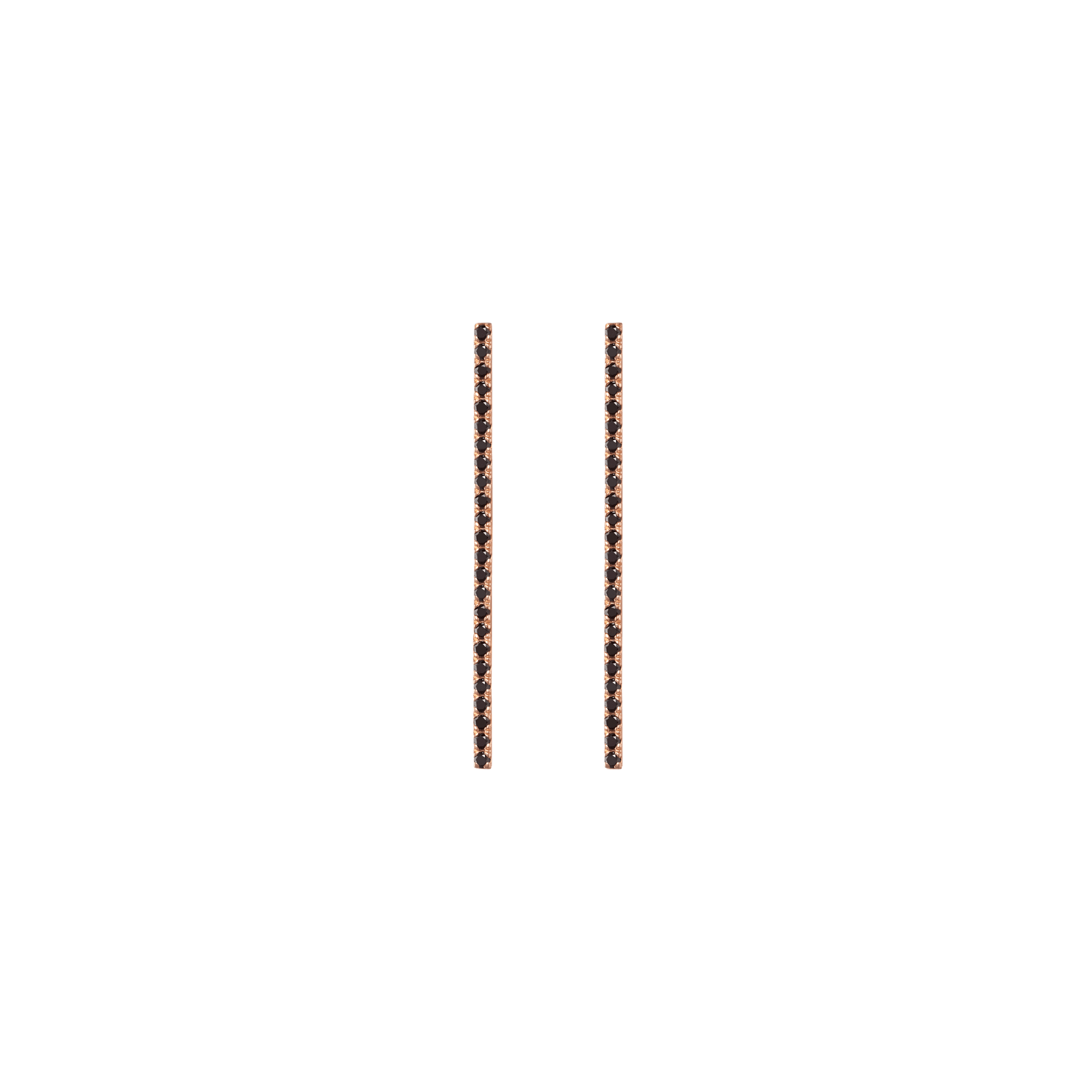 Diamond Bar Earring  Rose Gold Vermeil 14k Rose Gold 18k Rose Gold Black Diamonds     Front First Pair | Single |