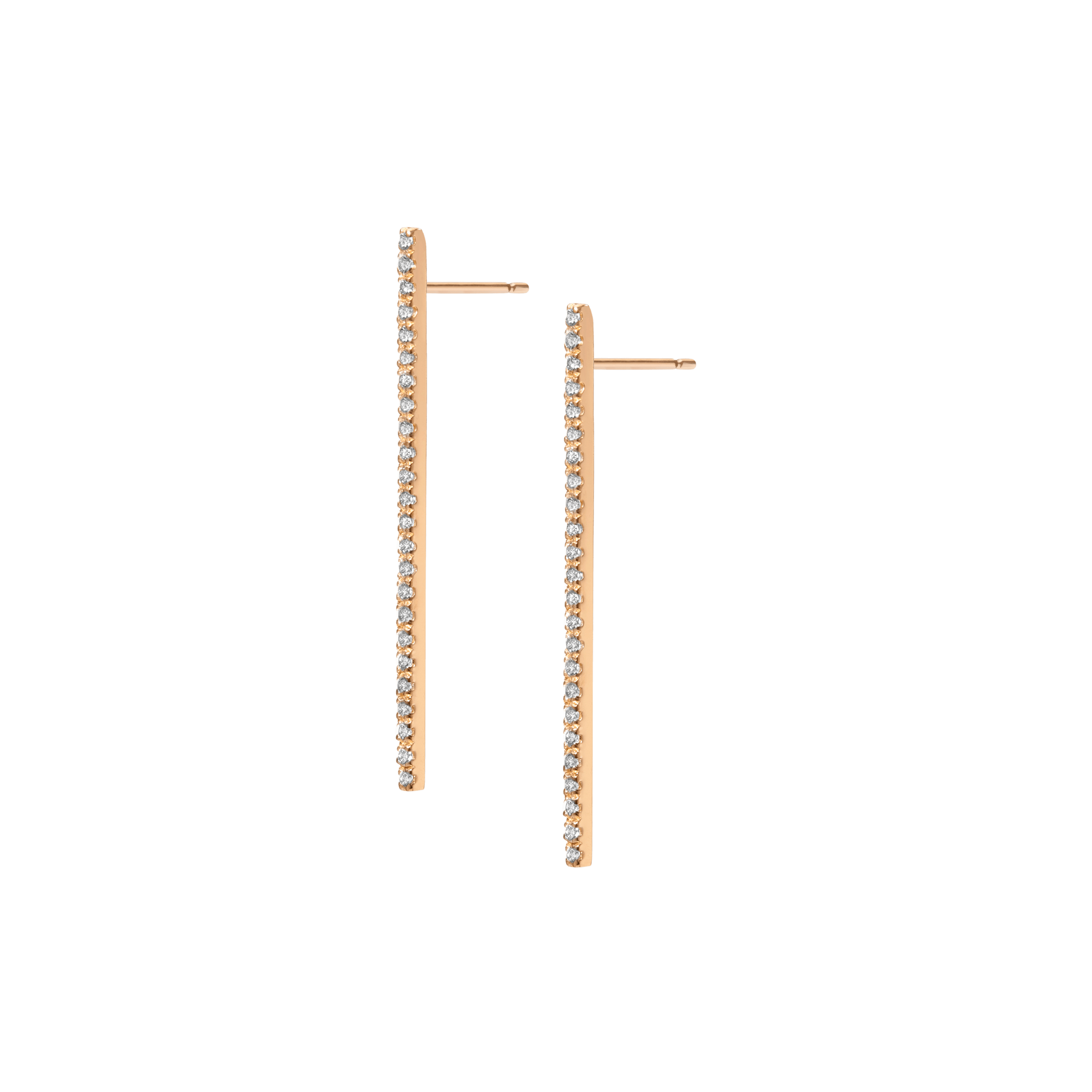 Diamond Bar Earring  Yellow Gold Vermeil 14k Yellow Gold 18k Yellow Gold White Diamonds Half Side   Pair | Single |