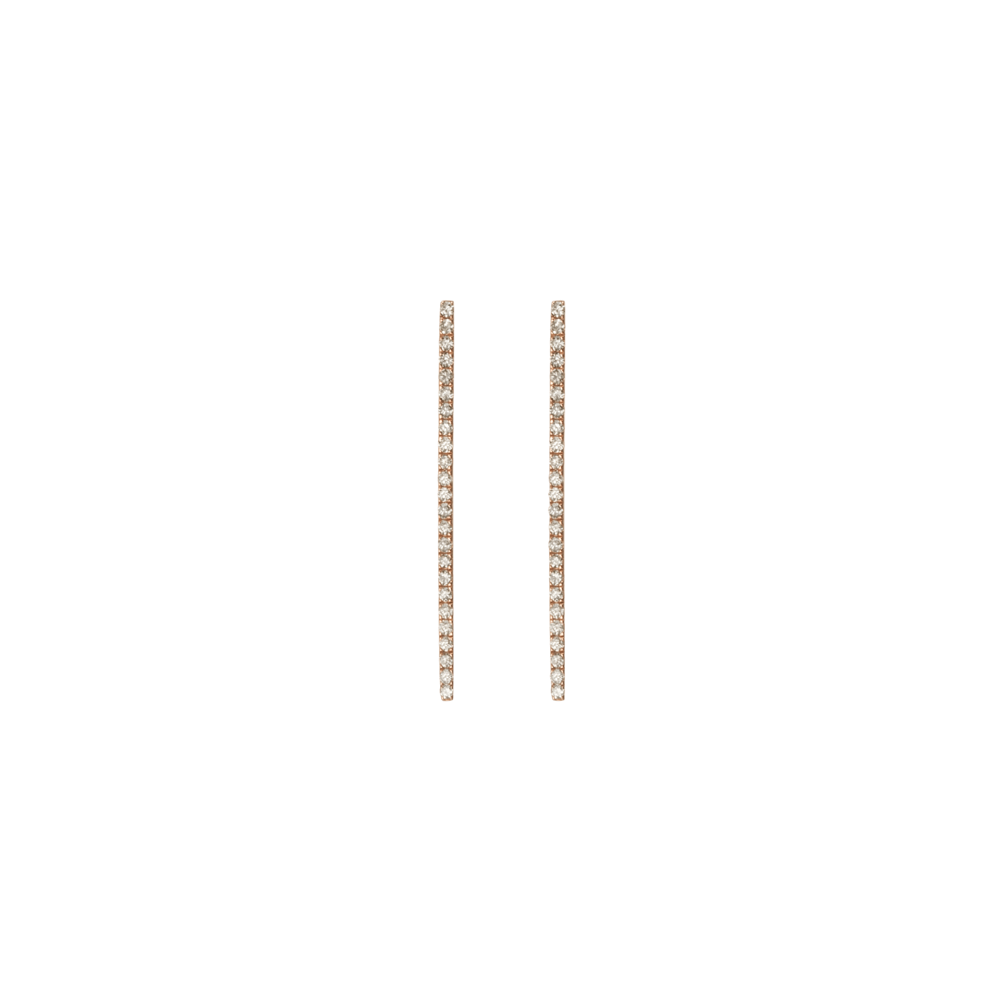 Diamond Bar Earring  Yellow Gold Vermeil 14k Yellow Gold 18k Yellow Gold White Diamonds Half Side   Front First Pair | Single |