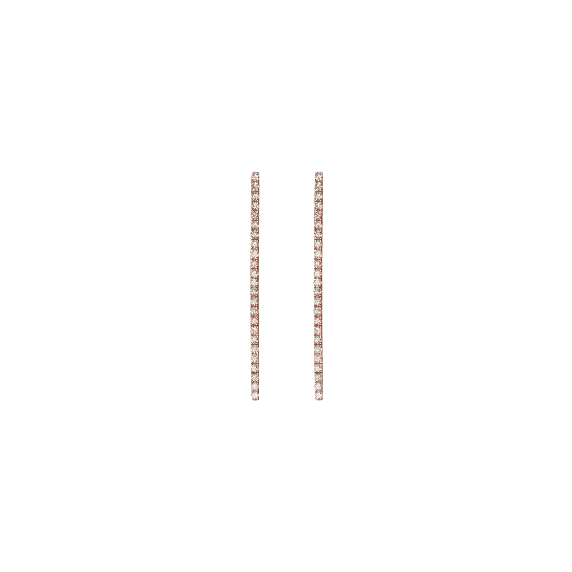 Diamond Bar Earring  Rose Gold Vermeil 14k Rose Gold 18k Rose Gold White Diamonds    Front First Pair | Single |