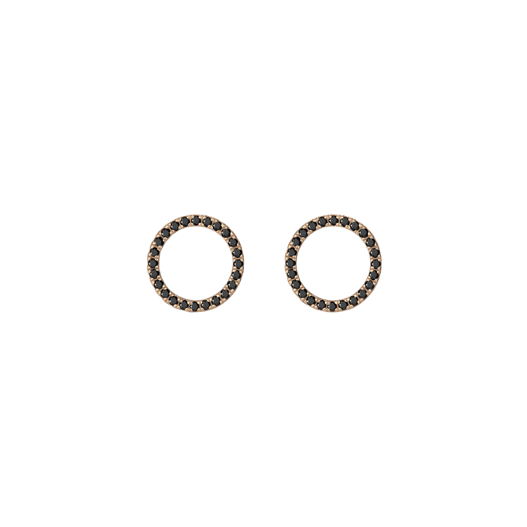 Diamond Circle Earrings  Yellow Gold Vermeil 14k Yellow Gold 18k Yellow Gold Black Diamonds    Front First Pair | Single |