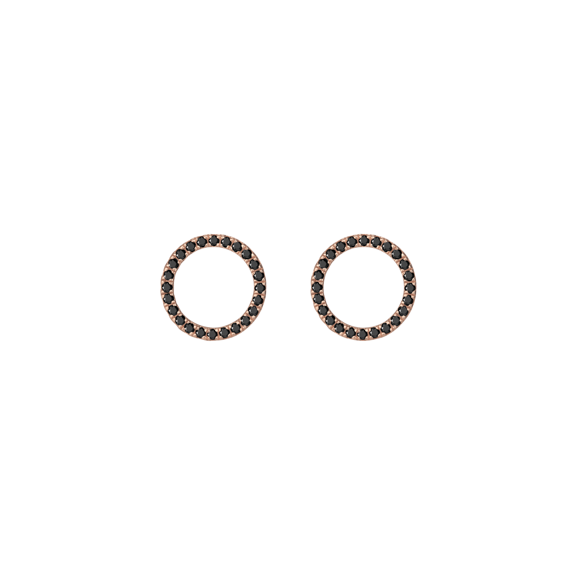 Diamond Circle Earrings  Rose Gold Vermeil 14k Rose Gold 18k Rose Gold Black Diamonds    Front First Pair | Single |