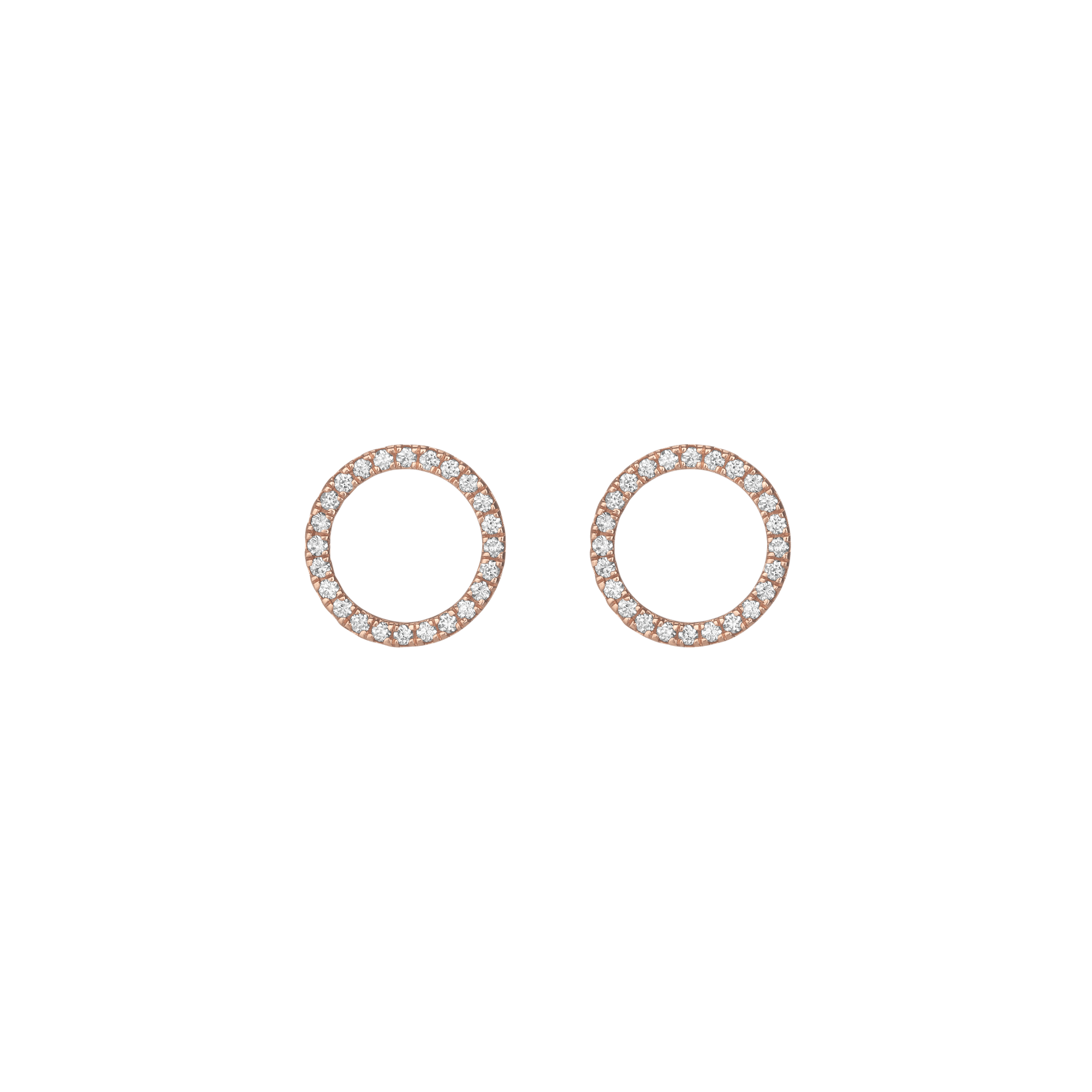 Diamond Circle Earrings  Rose Gold Vermeil 14k Rose Gold 18k Rose Gold White Diamonds     Front First Pair | Single |