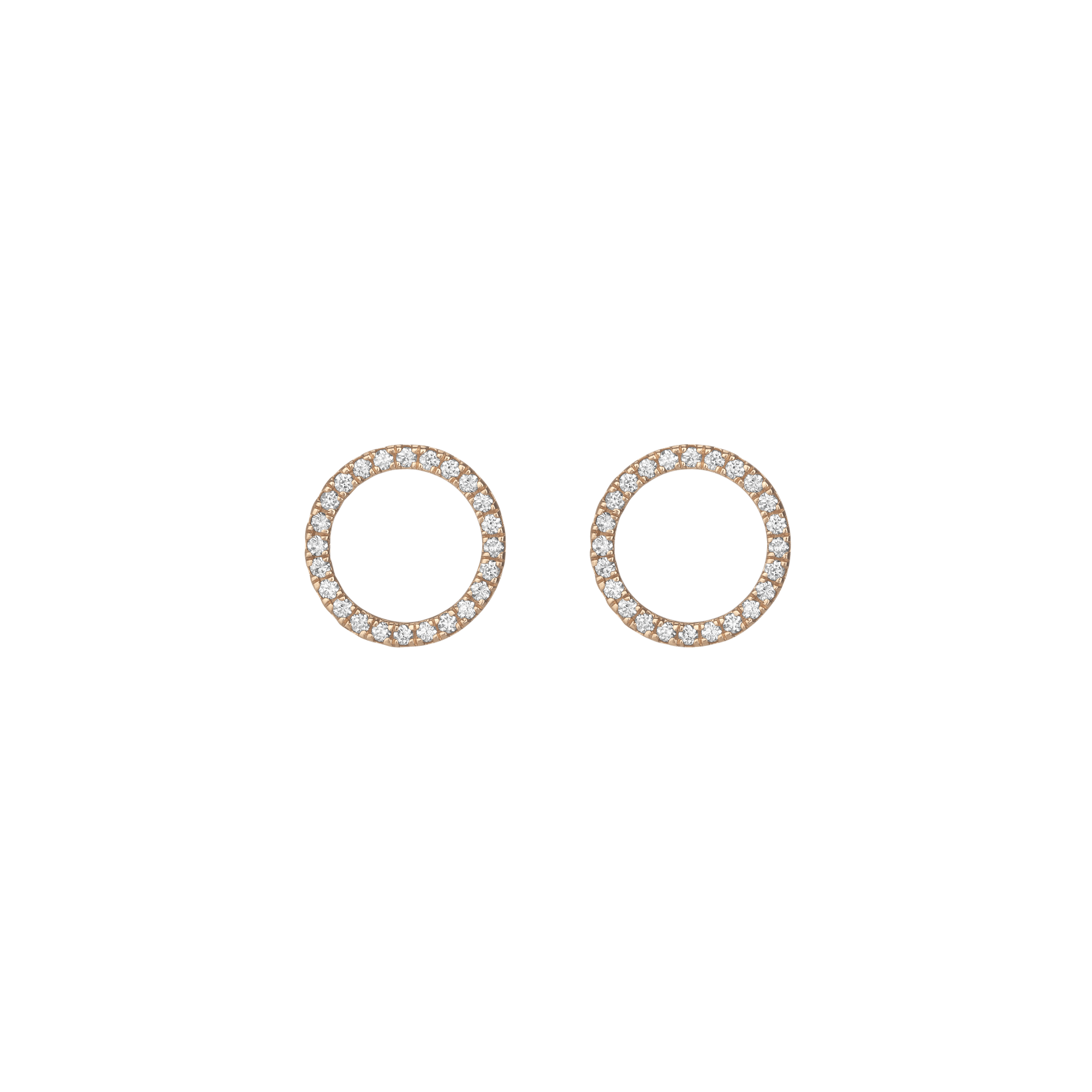 Diamond Circle Earrings  Yellow Gold Vermeil 14k Yellow Gold 18k Yellow Gold White Diamonds     Front First Pair | Single |