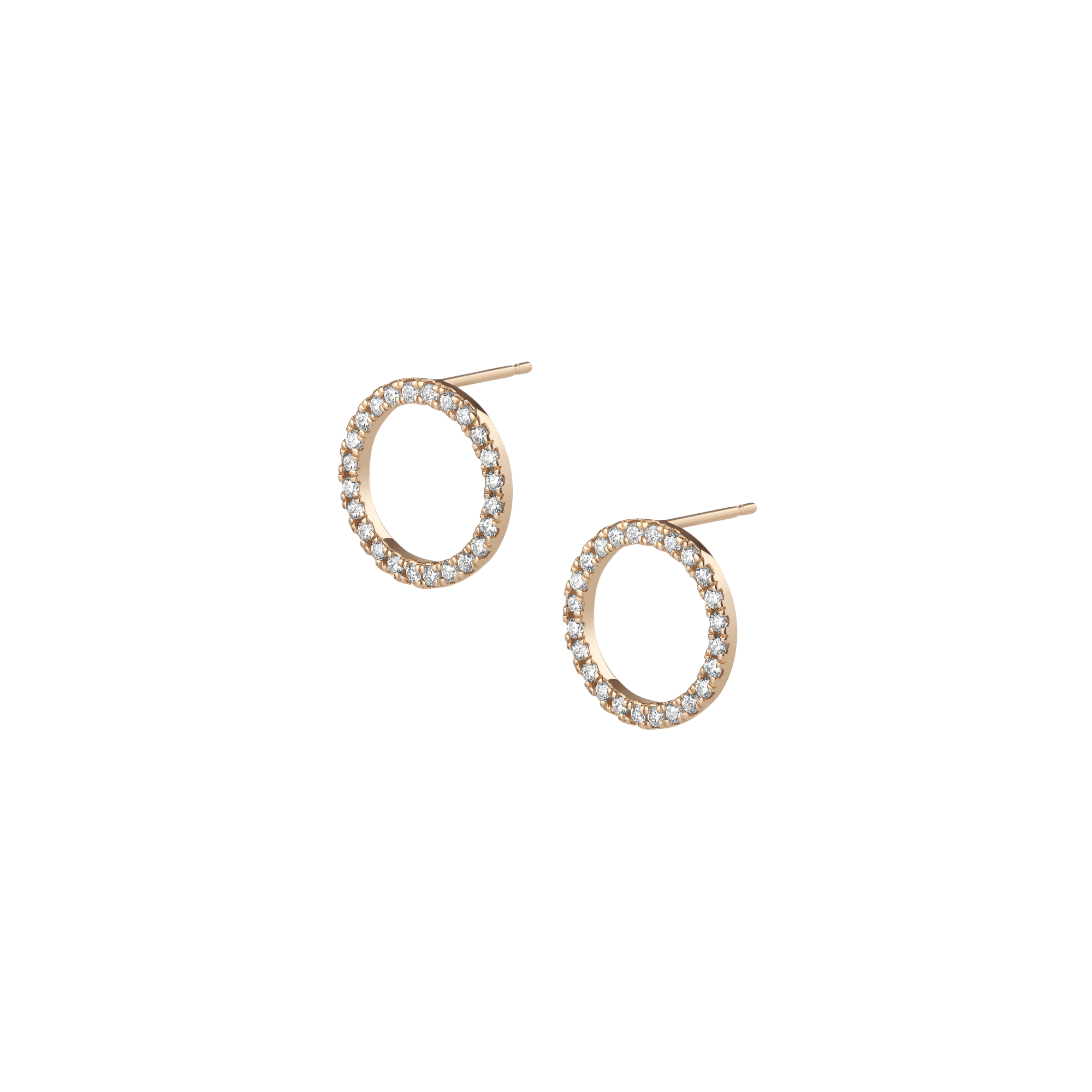 Diamond Circle Earrings  Yellow Gold Vermeil 14k Yellow Gold 18k Yellow Gold White Diamonds Pair | Single |