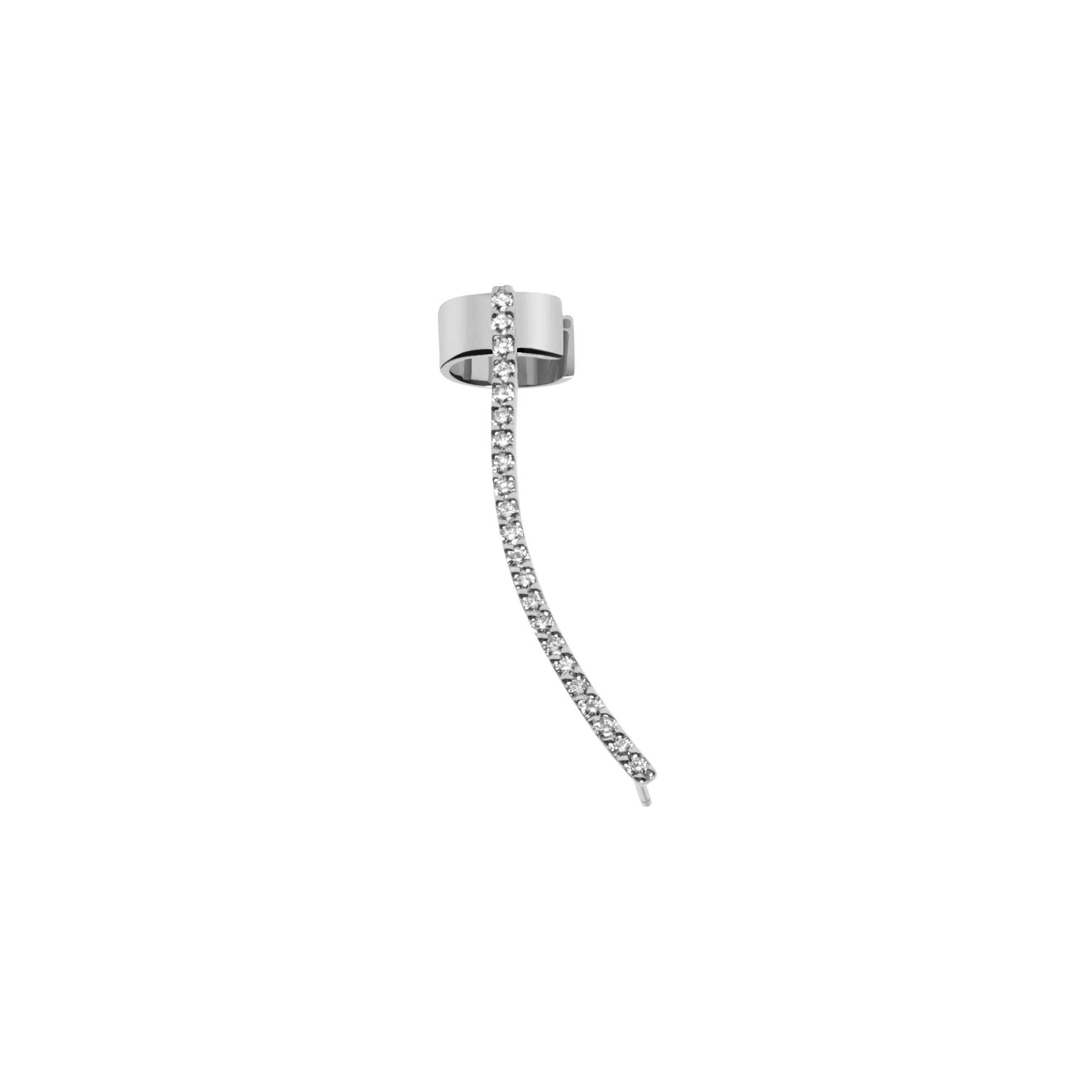 Diamond Ear Cuff with Diamonds Sterling Silver White Gold Vermeil 14k White Gold 18k White Gold White Diamonds     Front First Pair | Single |