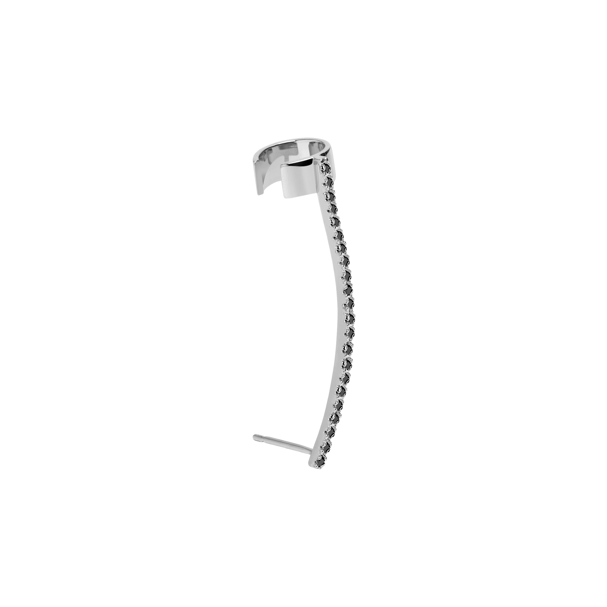 Diamond Ear Cuff with Diamonds Sterling Silver White Gold Vermeil 14k White Gold 18k White Gold Black Diamonds Half Side   Pair | Single |