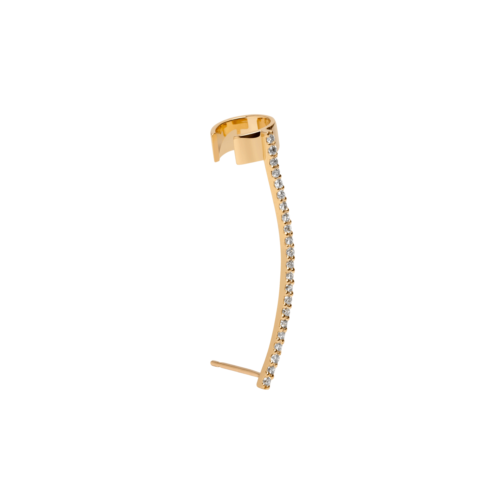 Diamond Ear Cuff with Diamonds Yellow Gold Vermeil 14k Yellow Gold 18k Yellow Gold White Diamonds Pair | Single |