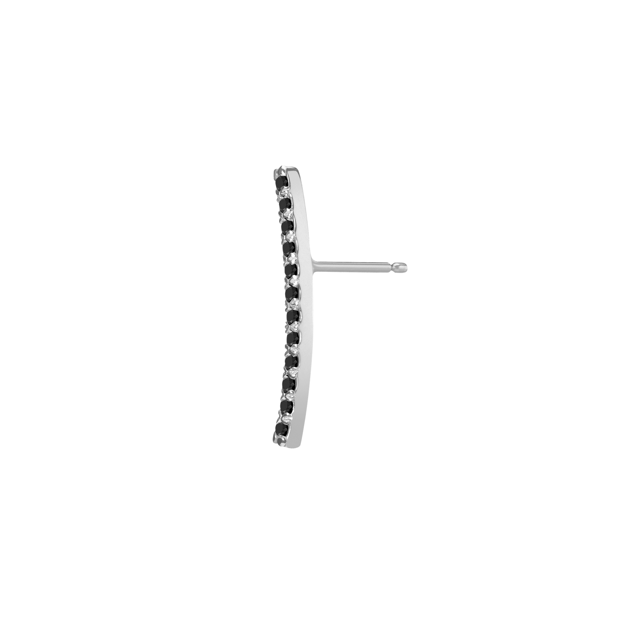 Diamond Path Earring Sterling Silver White Gold Vermeil 14k White Gold 18k White Gold Black Diamonds Half Side   Pair | Single |