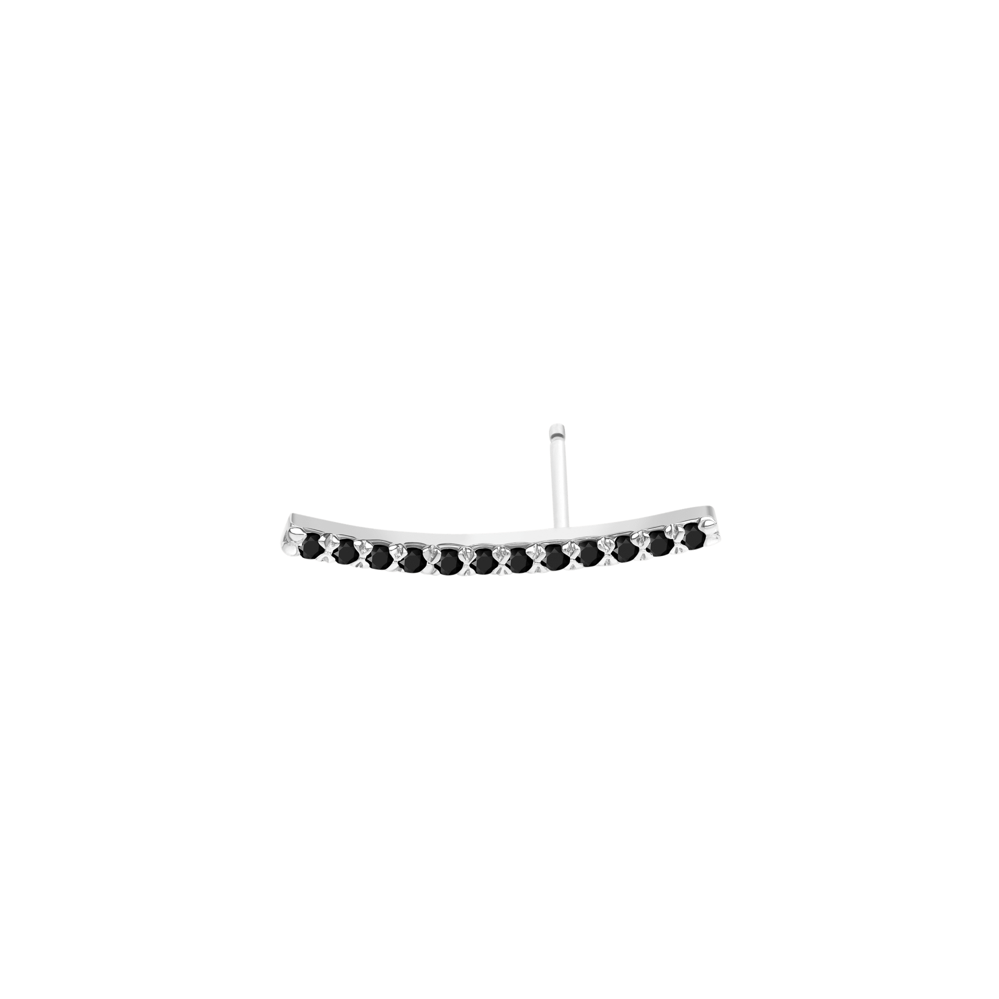 Diamond Path Earring Sterling Silver White Gold Vermeil 14k White Gold 18k White Gold Black Diamonds Laid down   Pair | Single |