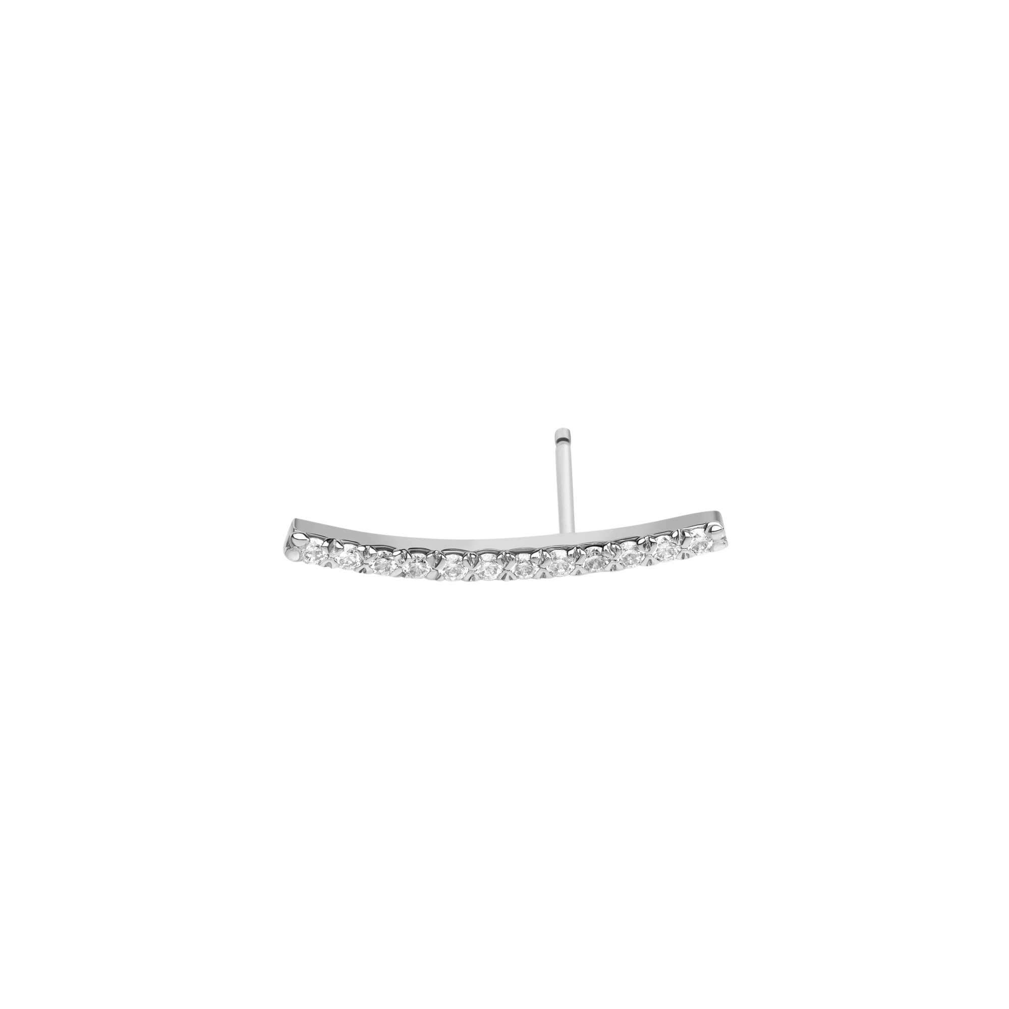 Diamond Path Earring Sterling Silver White Gold Vermeil 14k White Gold 18k White Gold White Diamonds Laid down   Pair | Single |
