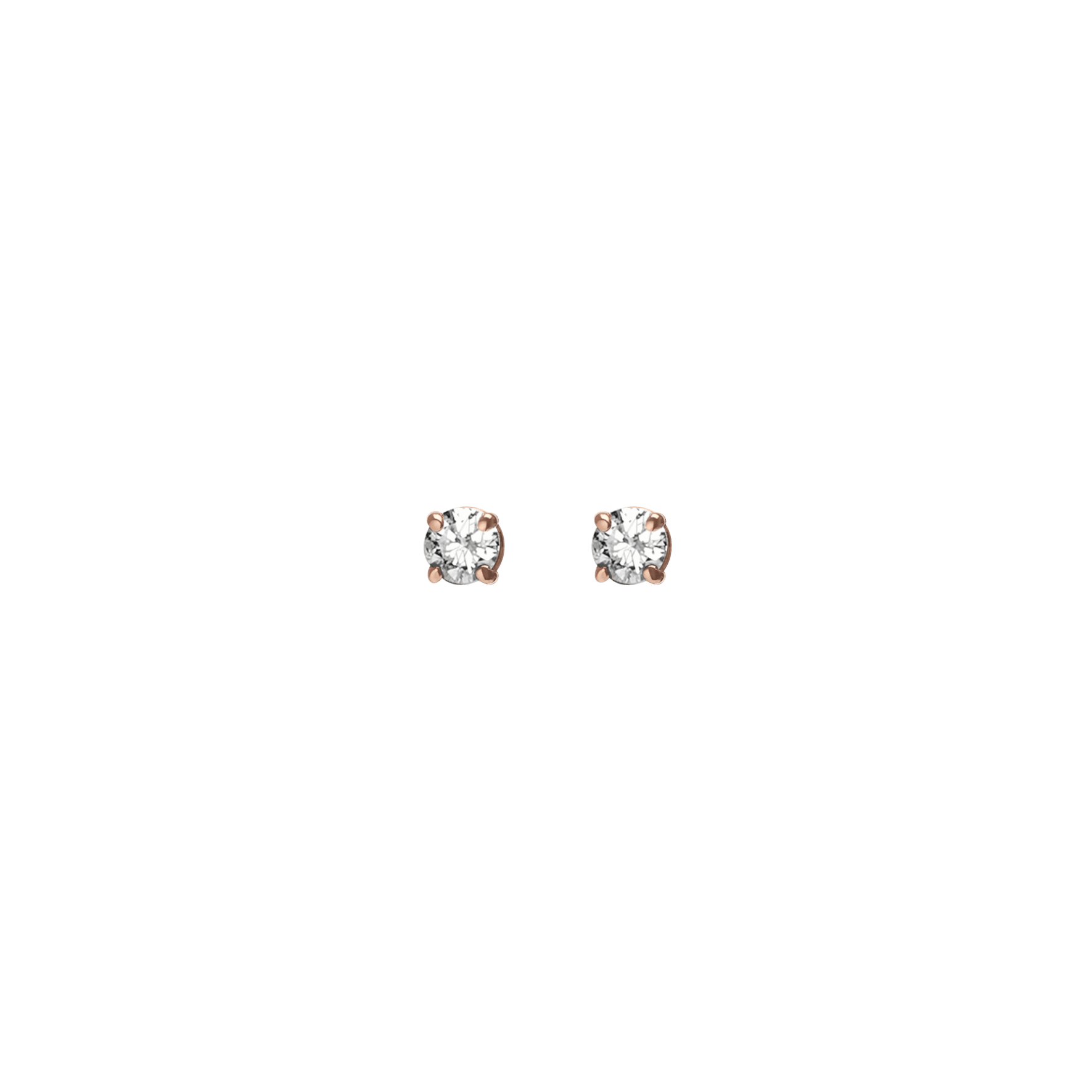 Diamond Stud Earrings  Rose Gold Vermeil 14k Rose Gold 18k Rose Gold White Diamonds    Front First Pair | Single |