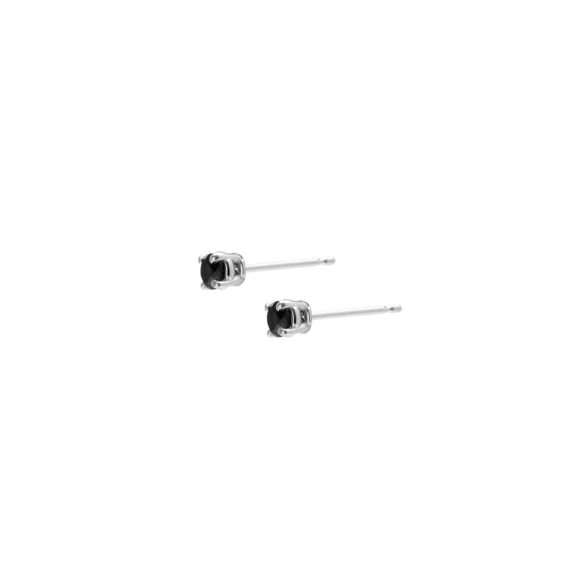 Diamond Stud Earrings  Sterling Silver White Gold Vermeil 14k White Gold 18k White Gold Black Diamonds Half Side   Pair | Single |