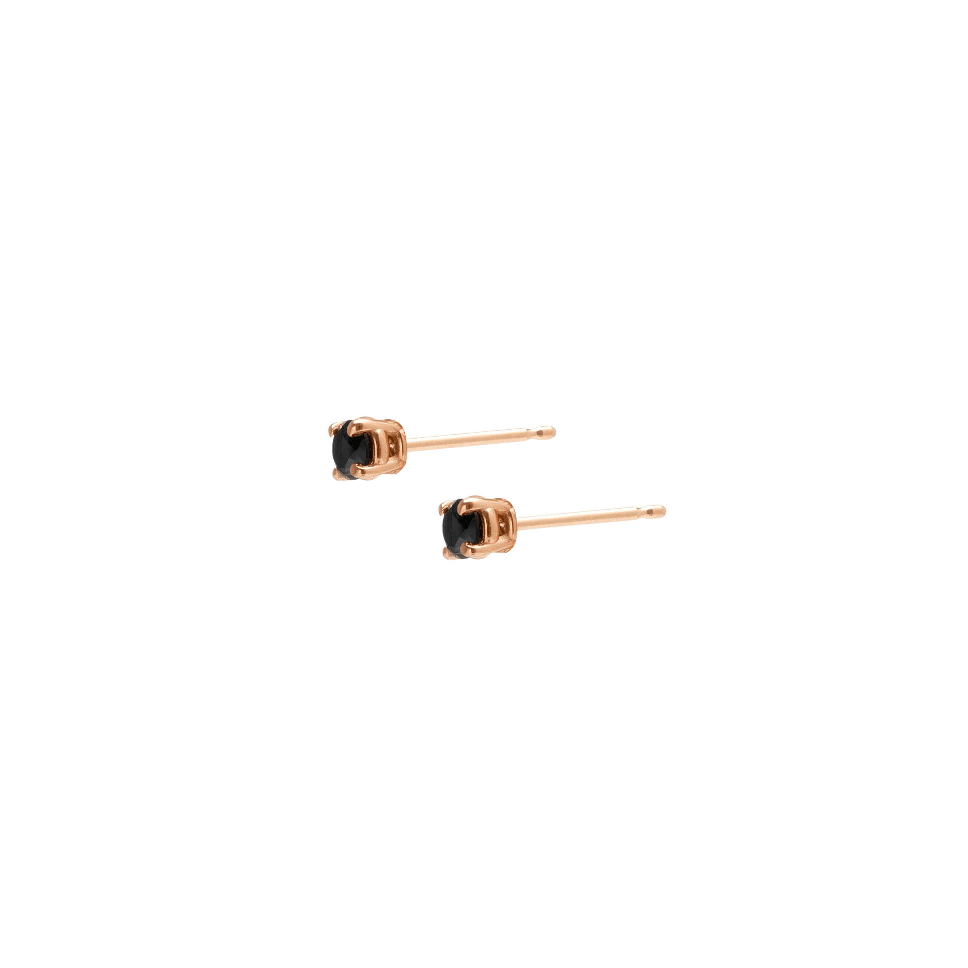 Diamond Stud Earrings  Rose Gold Vermeil 14k Rose Gold 18k Rose Gold Black Diamonds Half Side   Pair | Single |