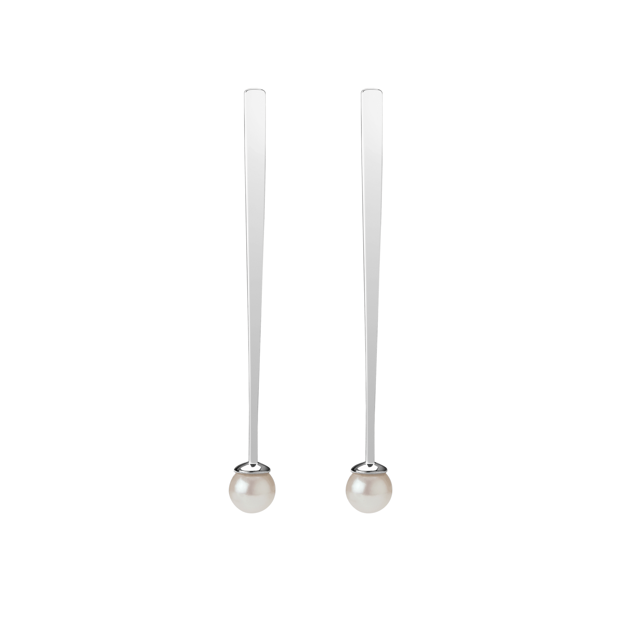 Geometric Pearl Earrings Sterling Silver White Gold Vermeil 14k White Gold 18k White Gold    Front First Pair | Single |