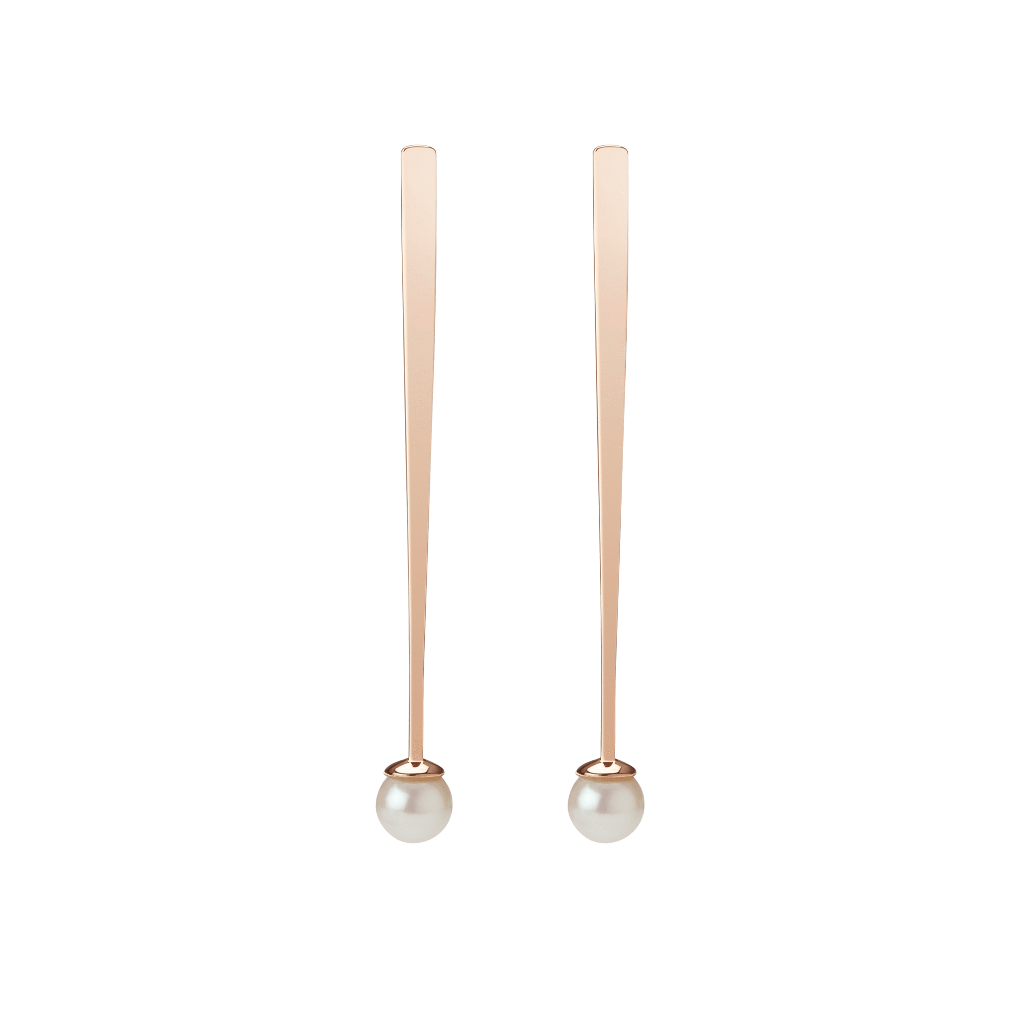 Geometric Pearl Earrings Rose Gold Vermeil 14k Rose Gold 18k Rose Gold    Front First Pair | Single |