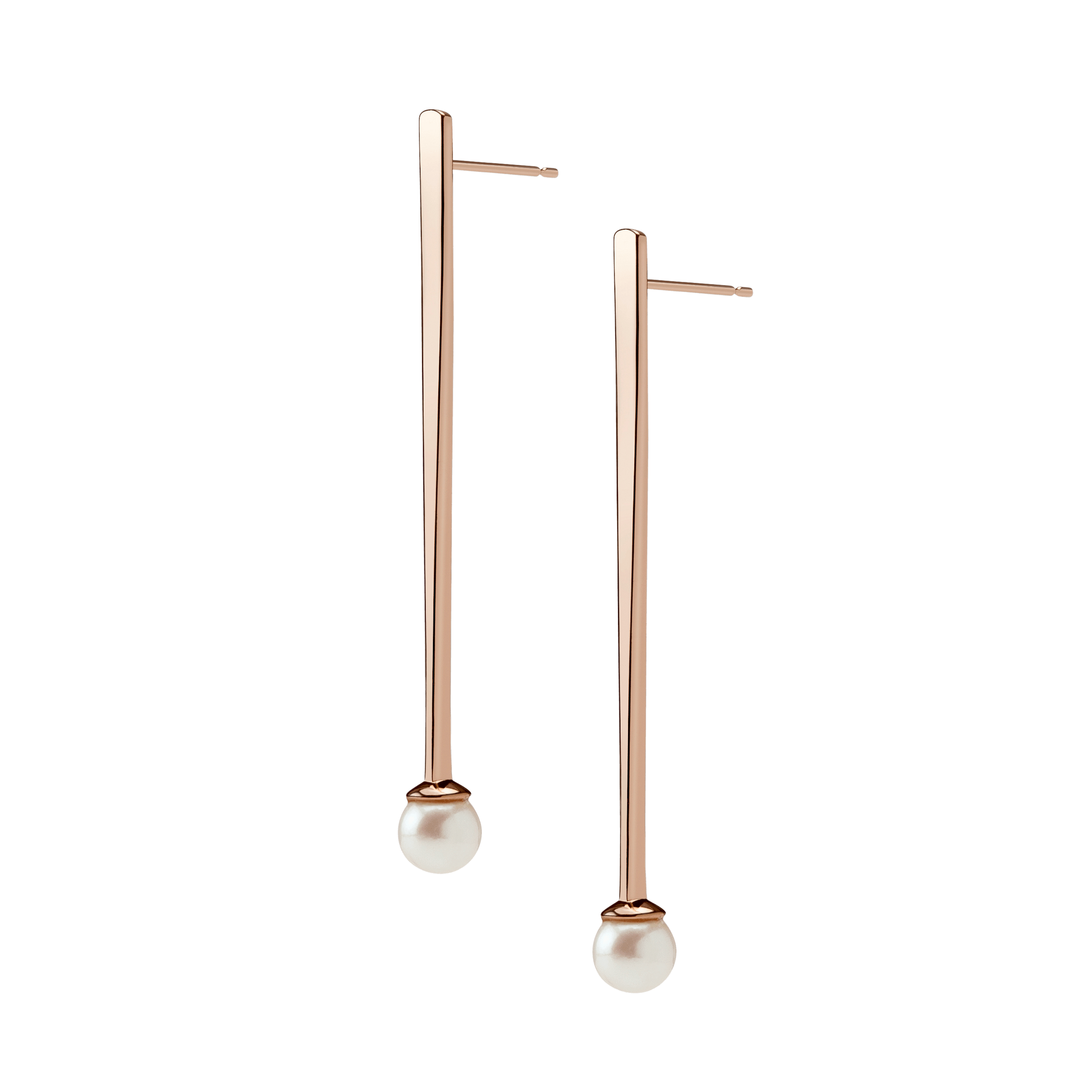 Geometric Pearl Earrings Rose Gold Vermeil 14k Rose Gold 18k Rose Gold Half Side   Pair | Single |