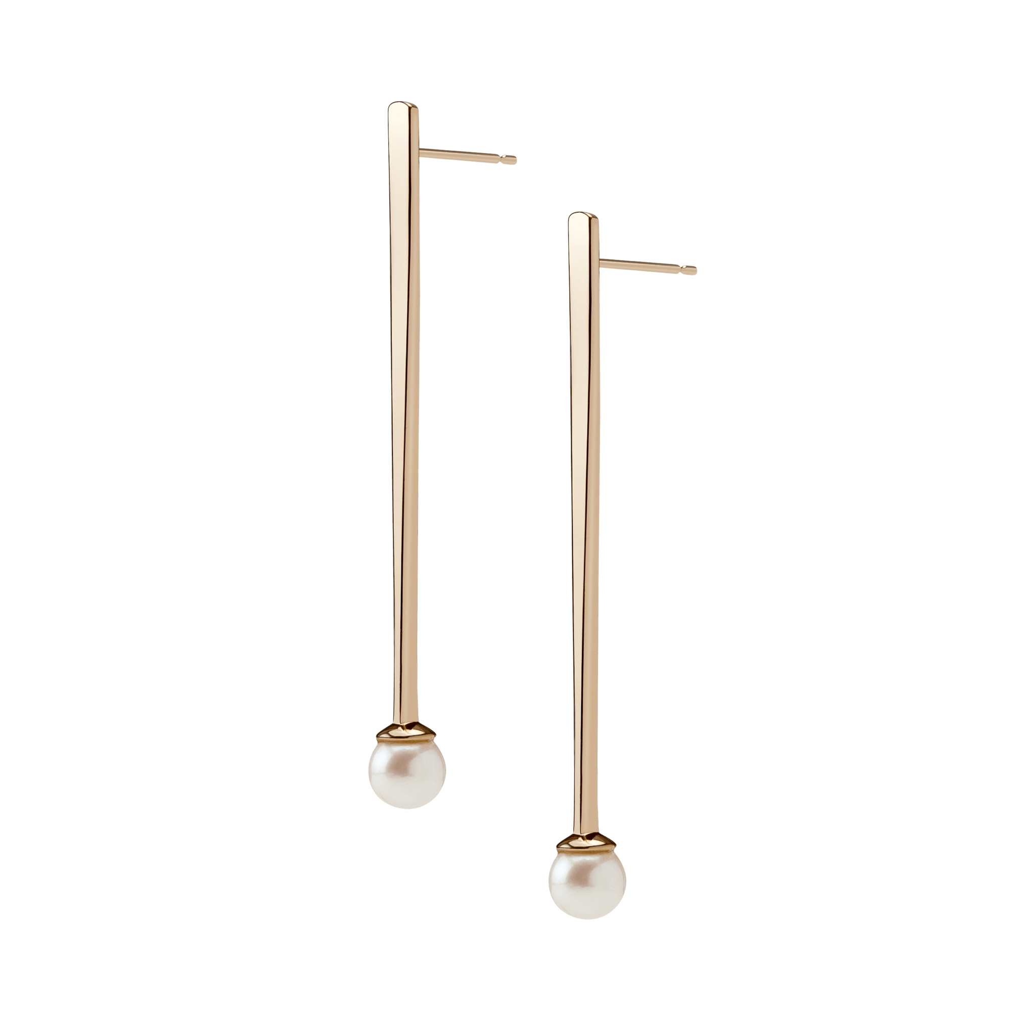 Geometric Pearl Earrings Yellow Gold Vermeil 14k Yellow Gold 18k Yellow Gold Half Side   Pair | Single |