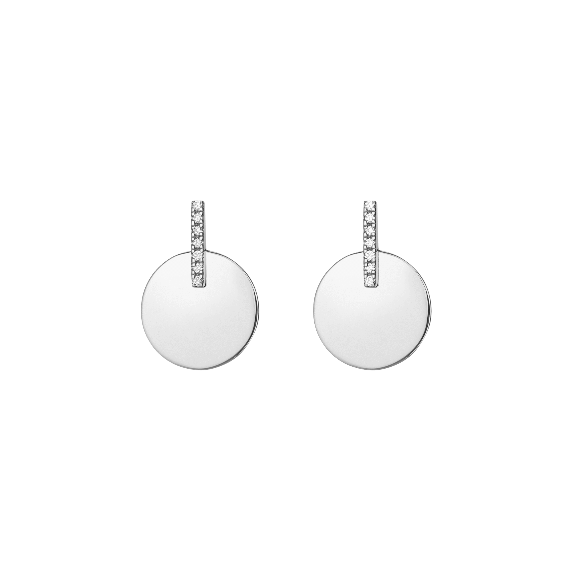 Gold Disk Earring  Sterling Silver White Gold Vermeil 14k White Gold 18k White Gold White Diamonds     Front First Pair | Single |