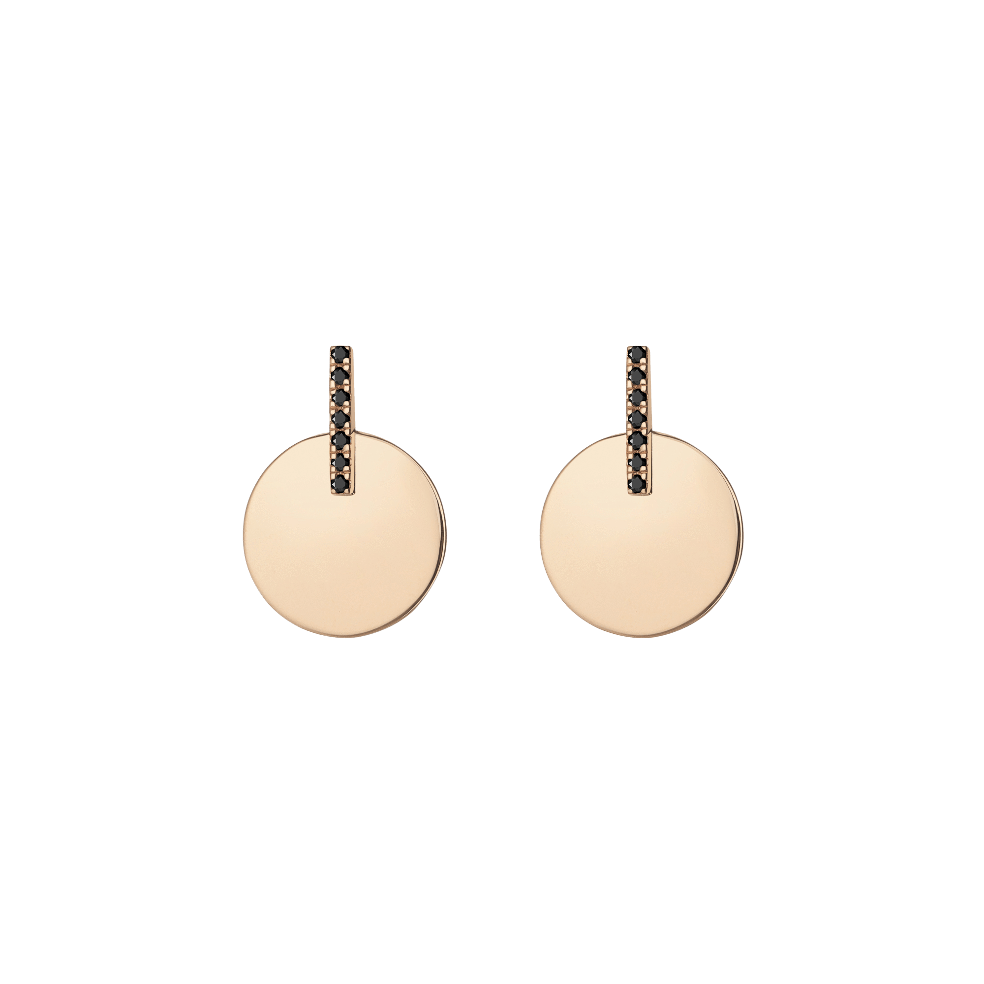 Gold Disk Earring  Yellow Gold Vermeil 14k Yellow Gold 18k Yellow Gold Black Diamonds    Front First Pair | Single |