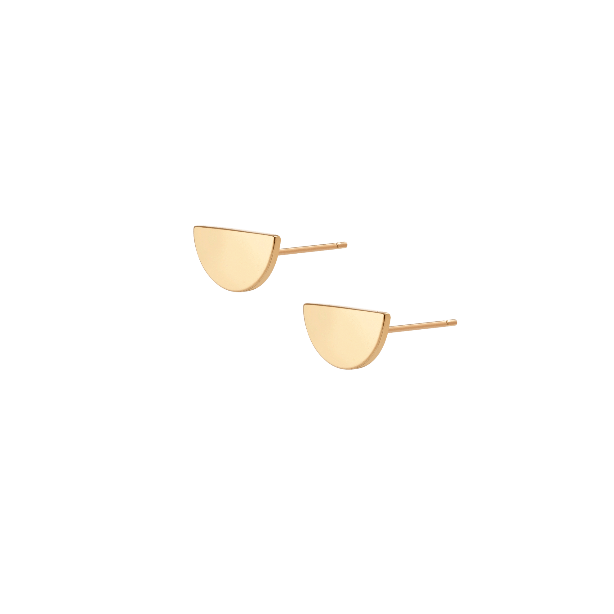 Half Moon Earring Yellow Gold Vermeil 14k Yellow Gold 18k Yellow Gold Half Side   Pair | Single |