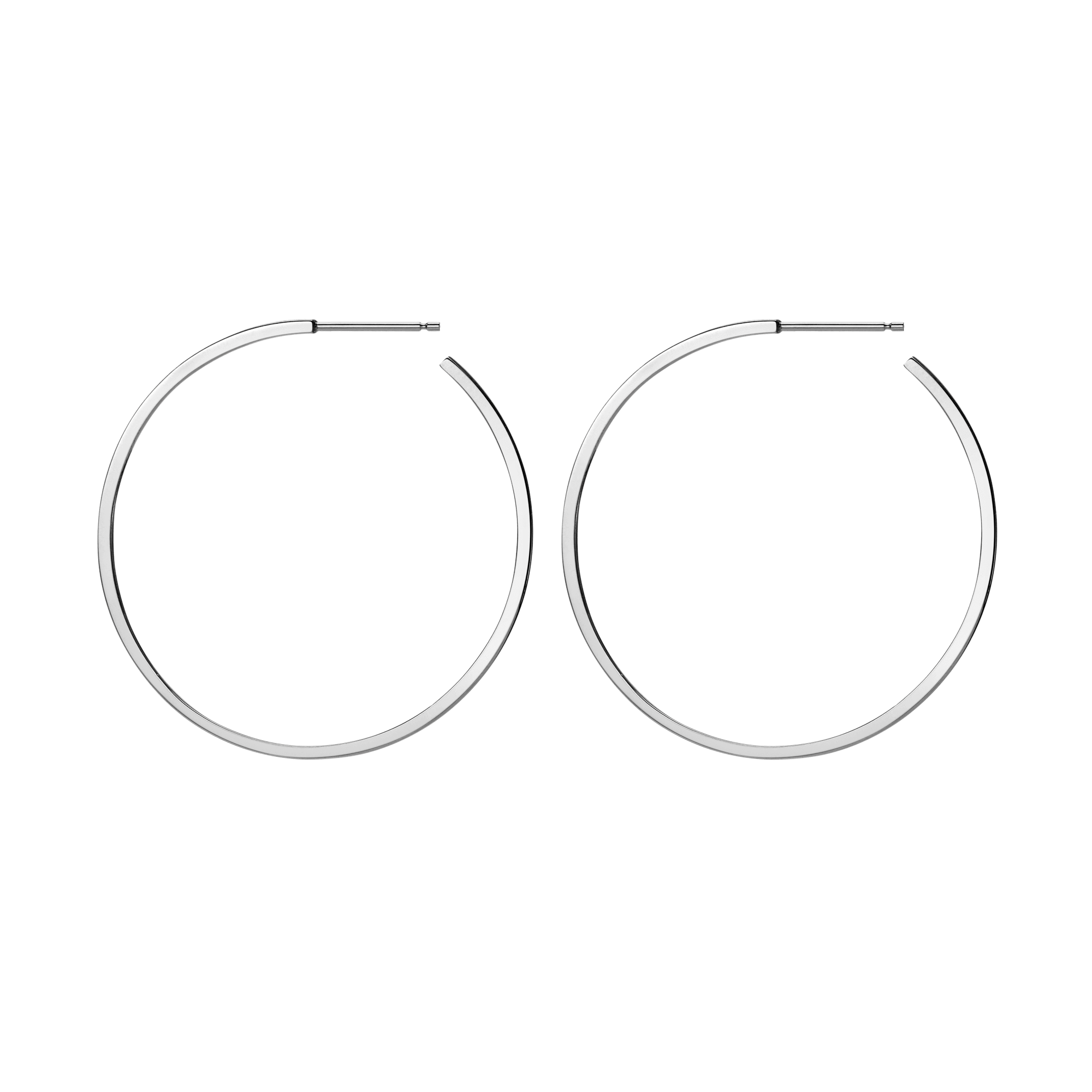 Hoop Earrings Sterling Silver White Gold Vermeil 14k White Gold 18k White Gold Side   Pair | Single |