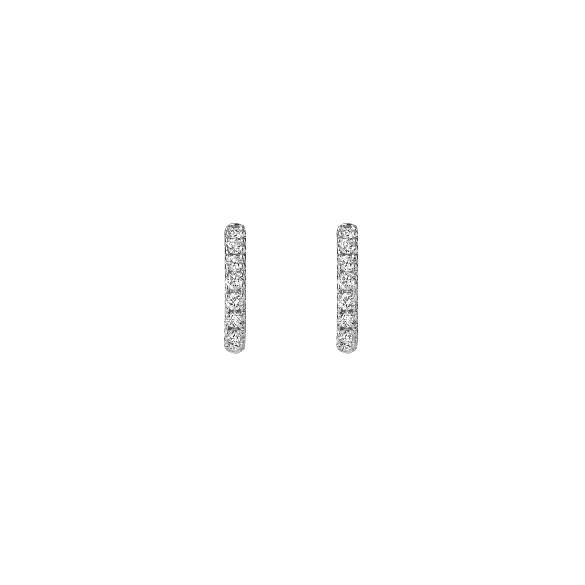 Huggie Earrings  Sterling Silver White Gold Vermeil 14k White Gold 18k White Gold White Diamonds    Pair | Single |