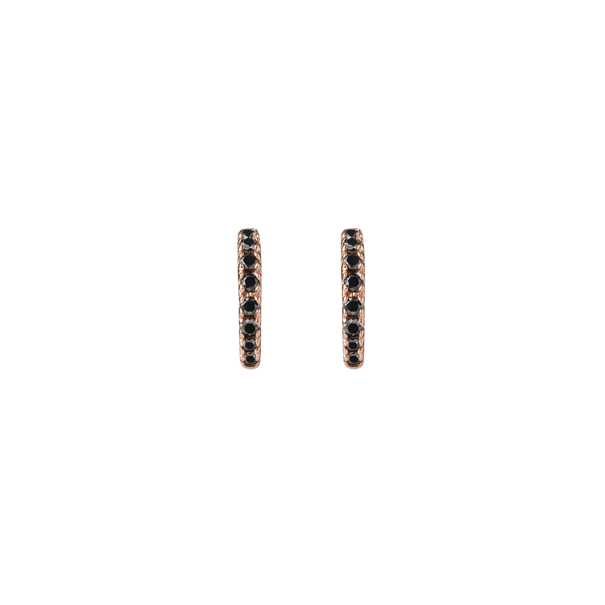 Huggie Earrings  Rose Gold Vermeil 14k Rose Gold 18k Rose Gold Black Diamonds    Pair | Single |