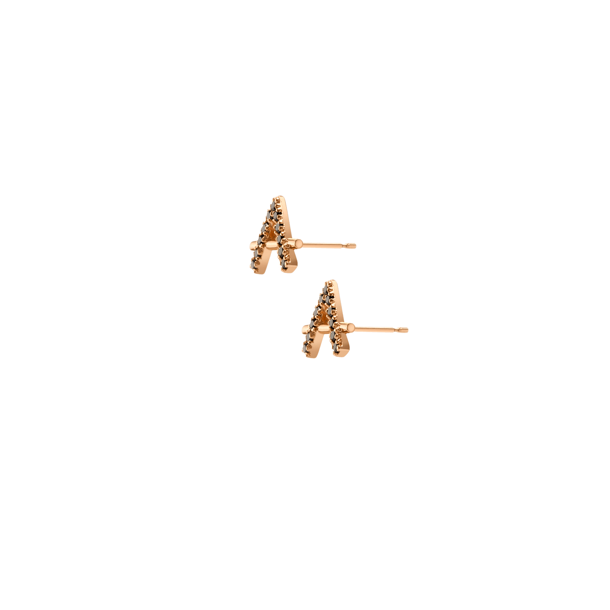Icon Earring  Rose Gold Vermeil 14k Rose Gold 18k Rose Gold Black Diamonds Half Side   Pair | Single |