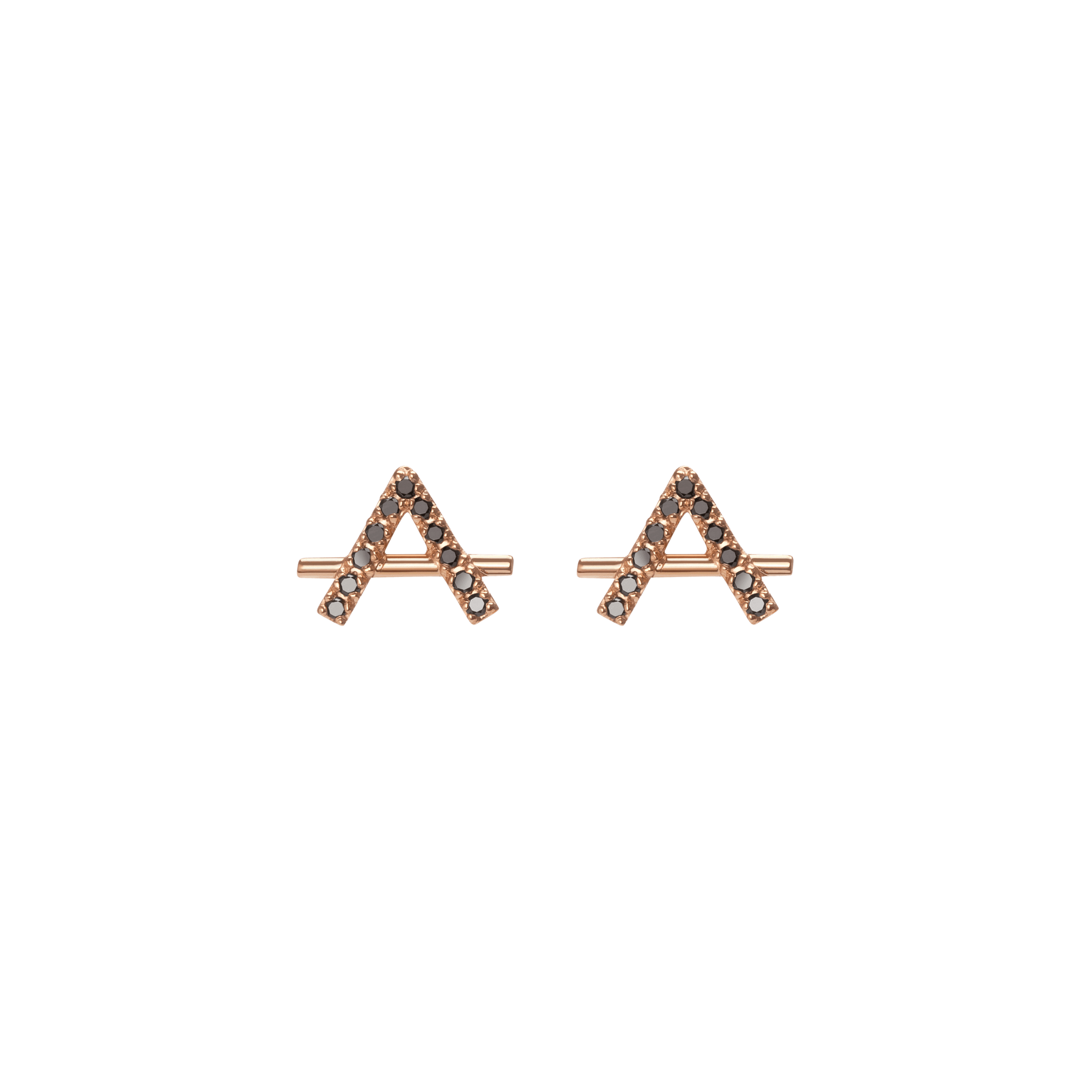 Icon Earring  Rose Gold Vermeil 14k Rose Gold 18k Rose Gold Black Diamonds    Front First Pair | Single |